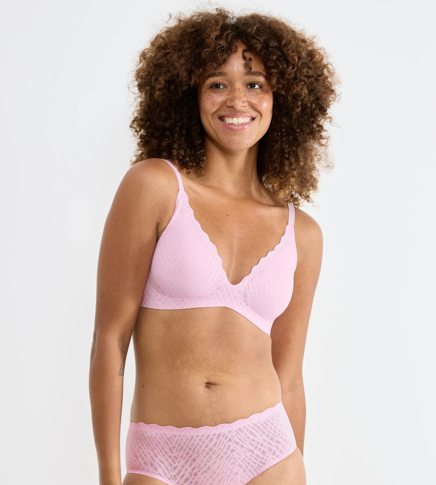BüGelloser Bh Sloggi "Zero Feel Bliss The Up P Bra", Damen, Gr. S, N-Gr, Floral Pink, Spitze, Obermaterial: 76% Polyamid, 24% Elasthan, Bhs, Unsichtbar Mit Spitzenoptik