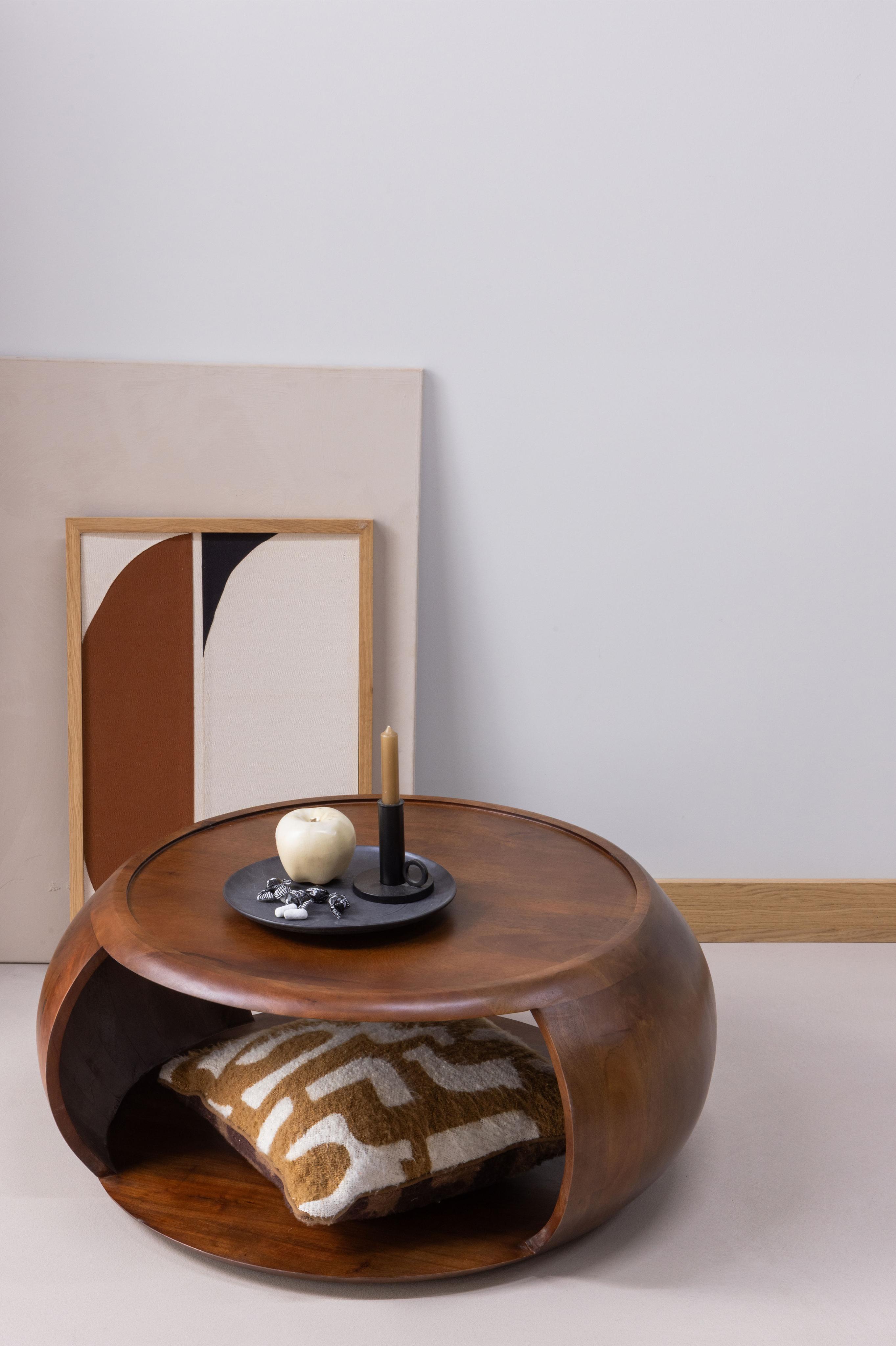 Couchtisch Woood "Cole Mit Massivmangoholz Und Aussparung B 72 X T 72 X H 36 Cm", Braun, B:72Cm H:36Cm T:72Cm, Tische, Couchtisch, Organische Formgebung, Tragkraft 11,3 Kg, FüR Den Innenbereich