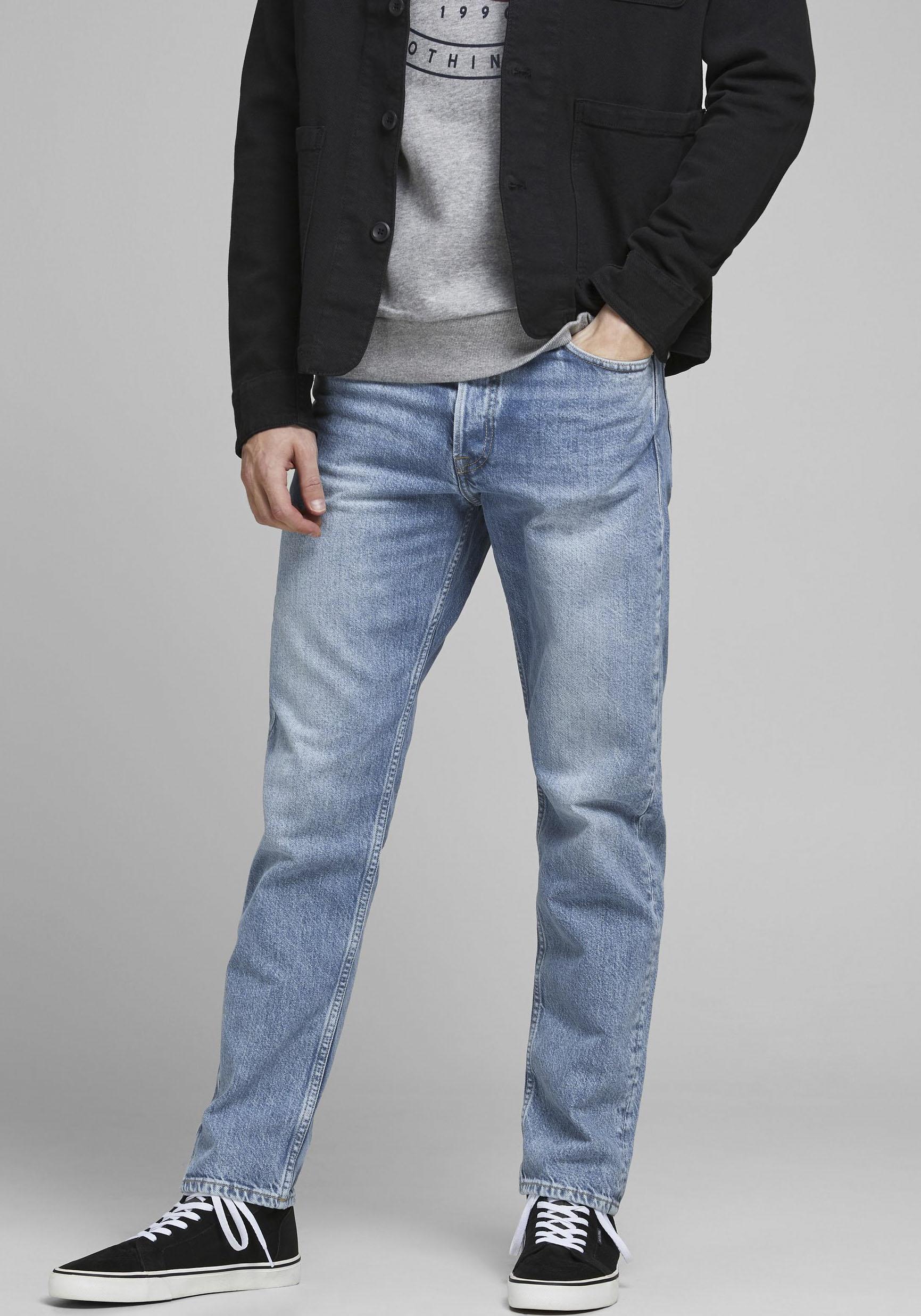 Loose-Fit-Jeans Jack & Jones "Jjichris Jjoriginal SBD 921 Sn", Herren, Gr. 33, LäNge 30, Blau (Light Blau Denim), Denim/Jeans, Obermaterial: 100% Baumwolle, Leichte Abriebeffekte, Loose Fit Lang, Jeans, Baumwolle, Loose Fit