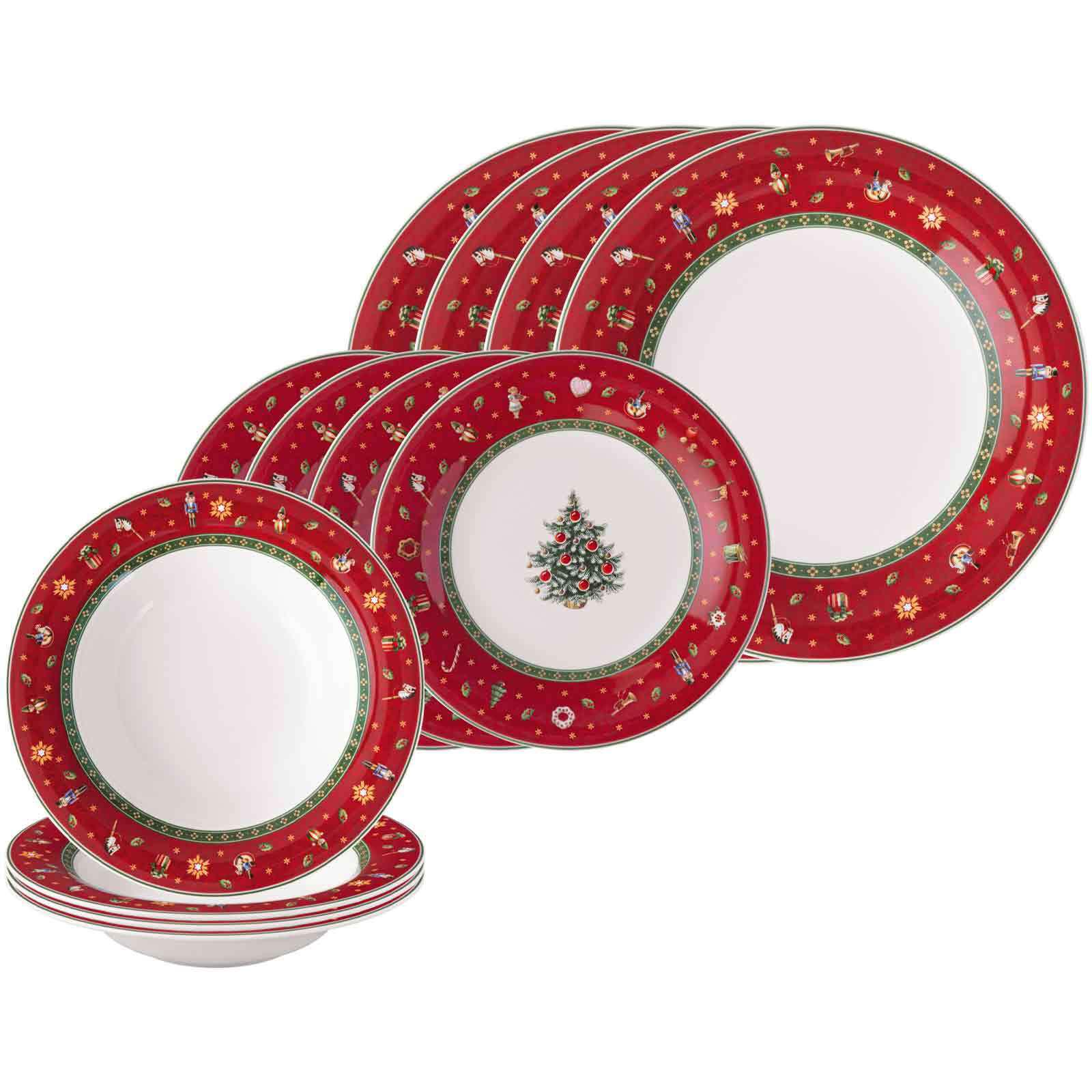 Geschirr-Set Villeroy & Boch "Tellerset Toy's Delight 12Er Set Rot", Rot, 12, Porzellan, Geschirr-Sets, Geschirr-Set, Mikrowellengeeignet