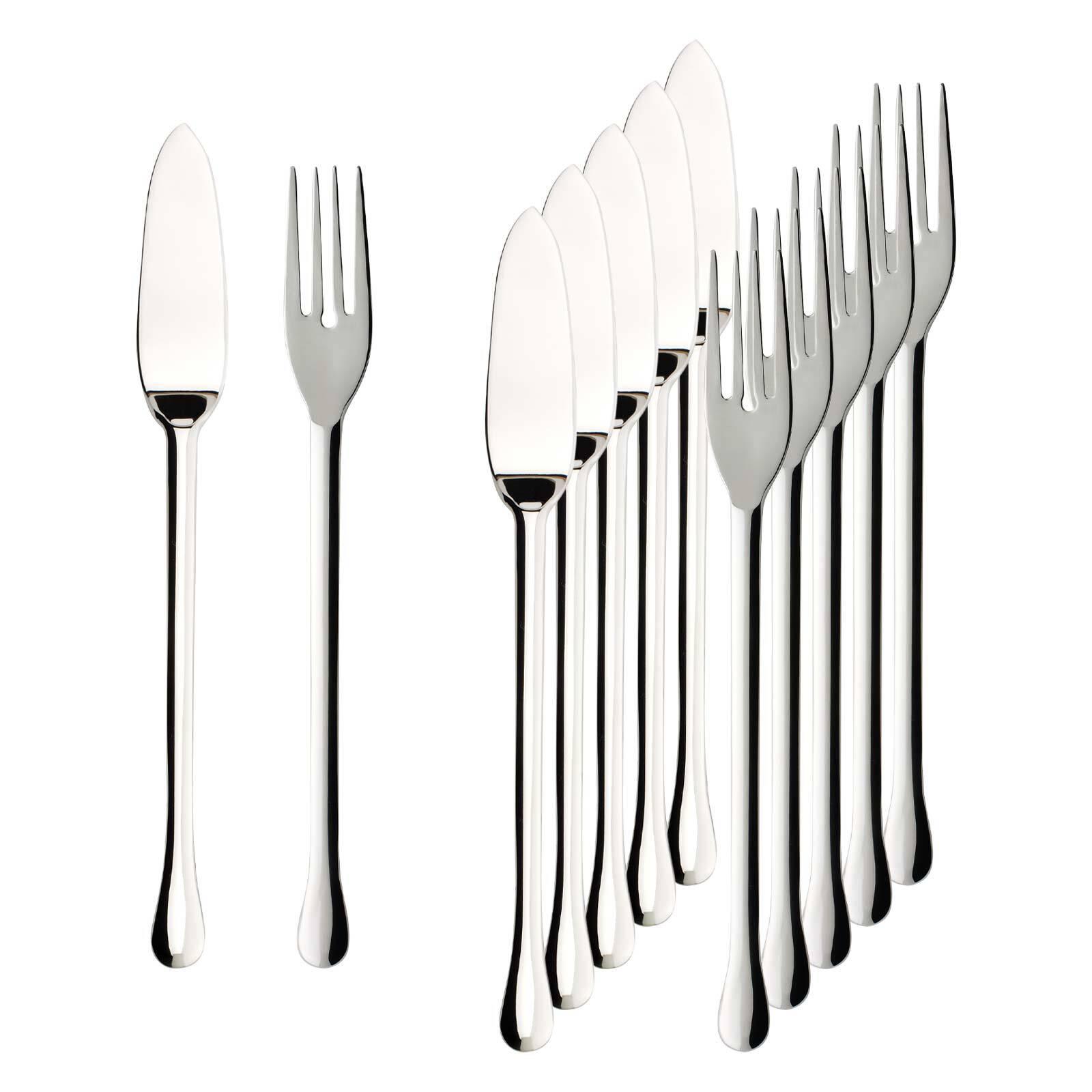 Fischbesteck Villeroy & Boch "Fischbesteck Victor 6Er Set Silber", Silber, 12, Essbesteck-Sets, SpüLmaschinenfest