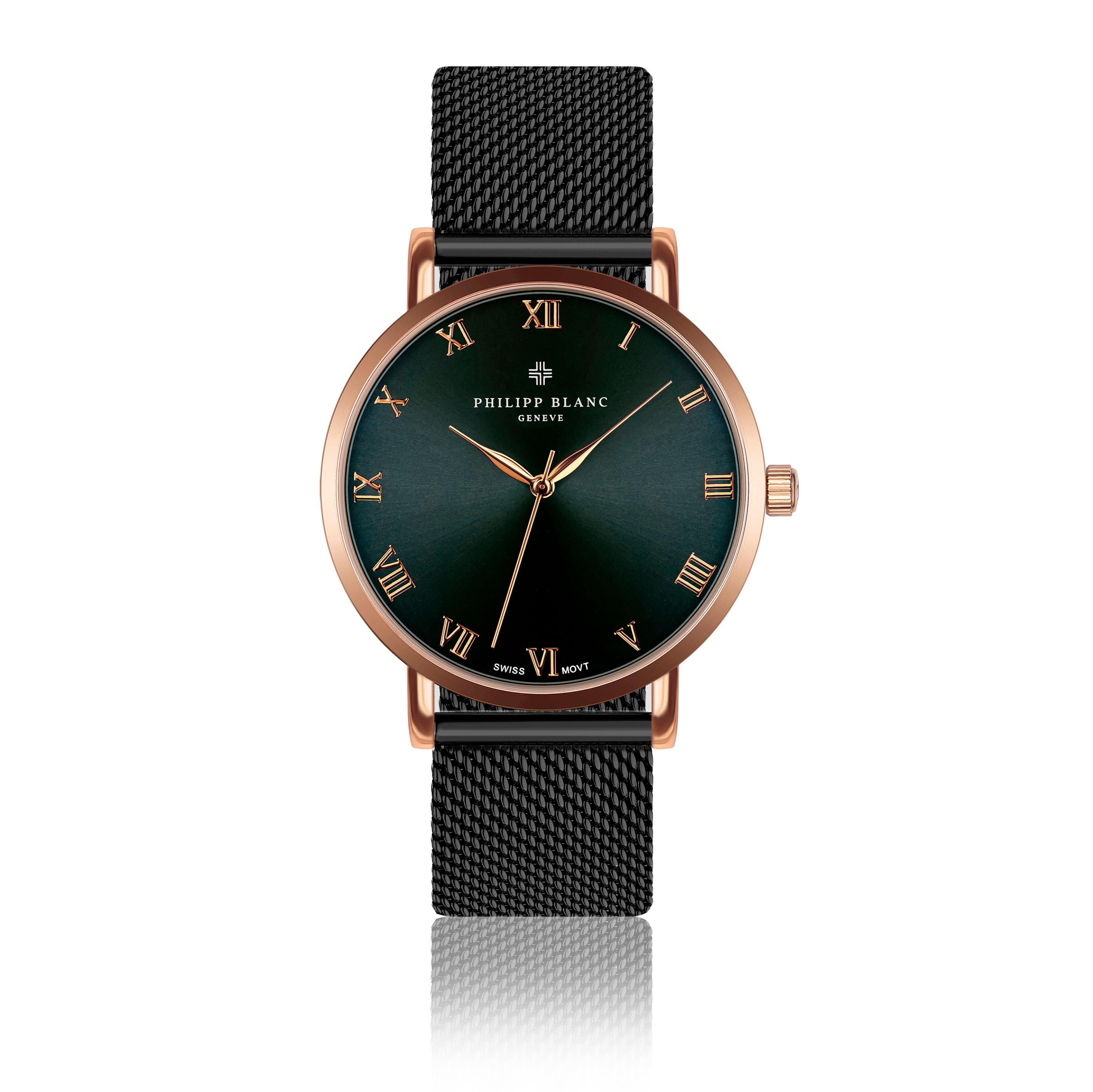 Quarzuhr Philipp Blanc "PA5-B040B", Rosa (Schwarz), Armbanduhren, Herren, Quarzuhr