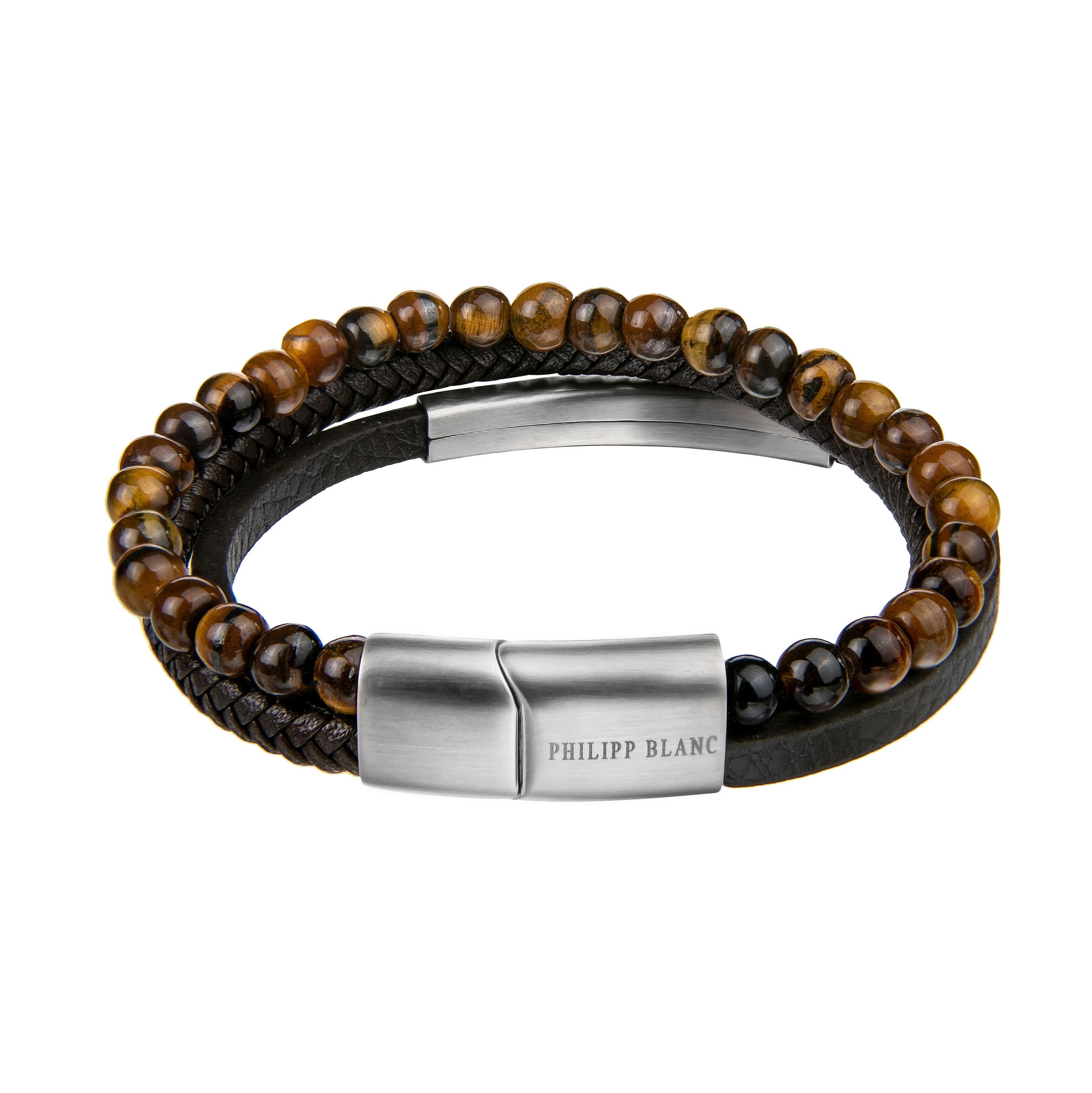 Armband Philipp Blanc "PBA05RS", Schwarz Braun, ArmbäNder, Herren, 21Cm, Leder, Armband
