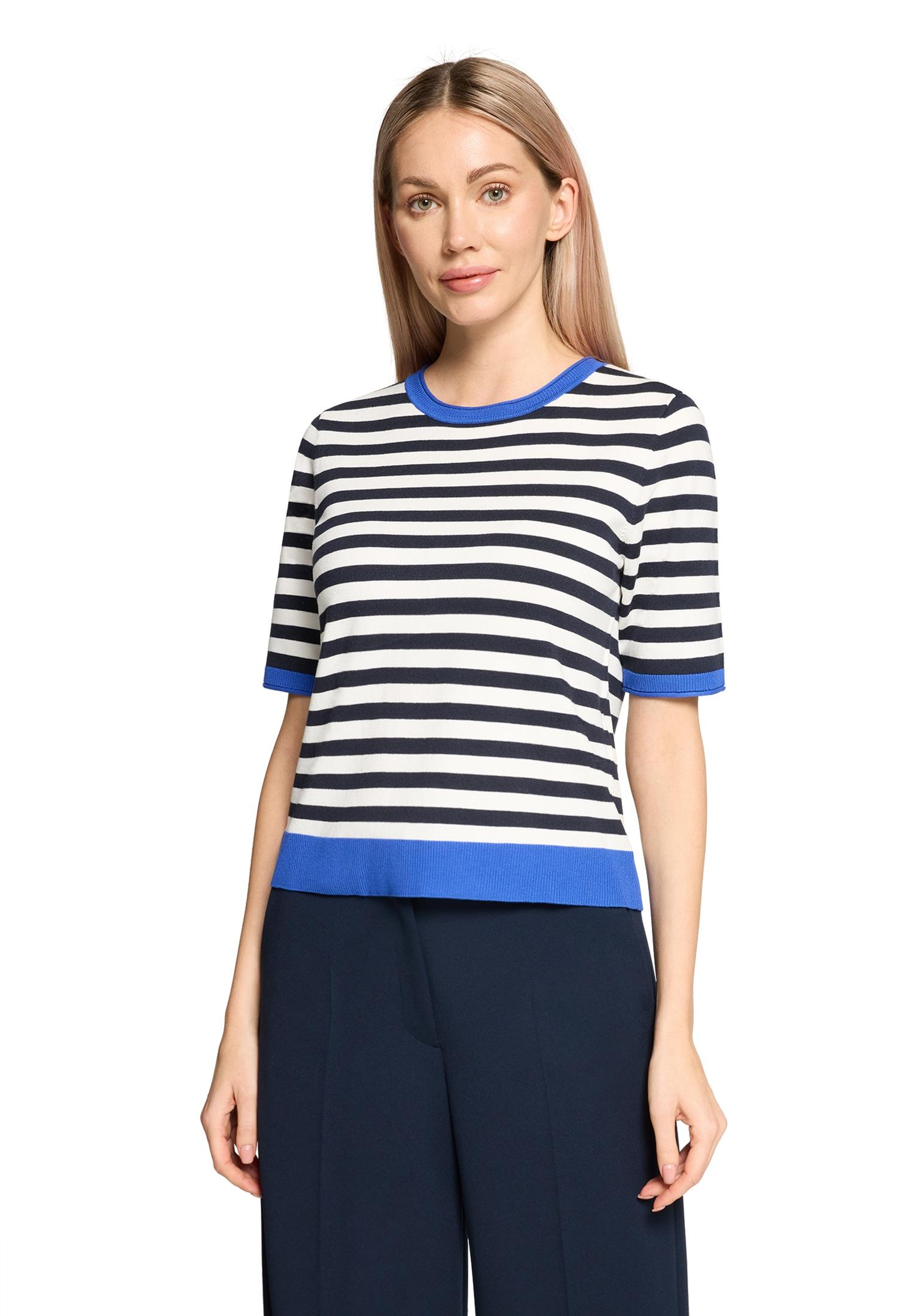 Kurzarmshirt Betty Barclay "Damen Kurzarm", Damen, Gr. 48, Blau (Patch Dunkelblau, Blau), Strick, Obermaterial: 80% Viskose, 20% Polyamid, Gerade Normal, Rundhals, Shirts