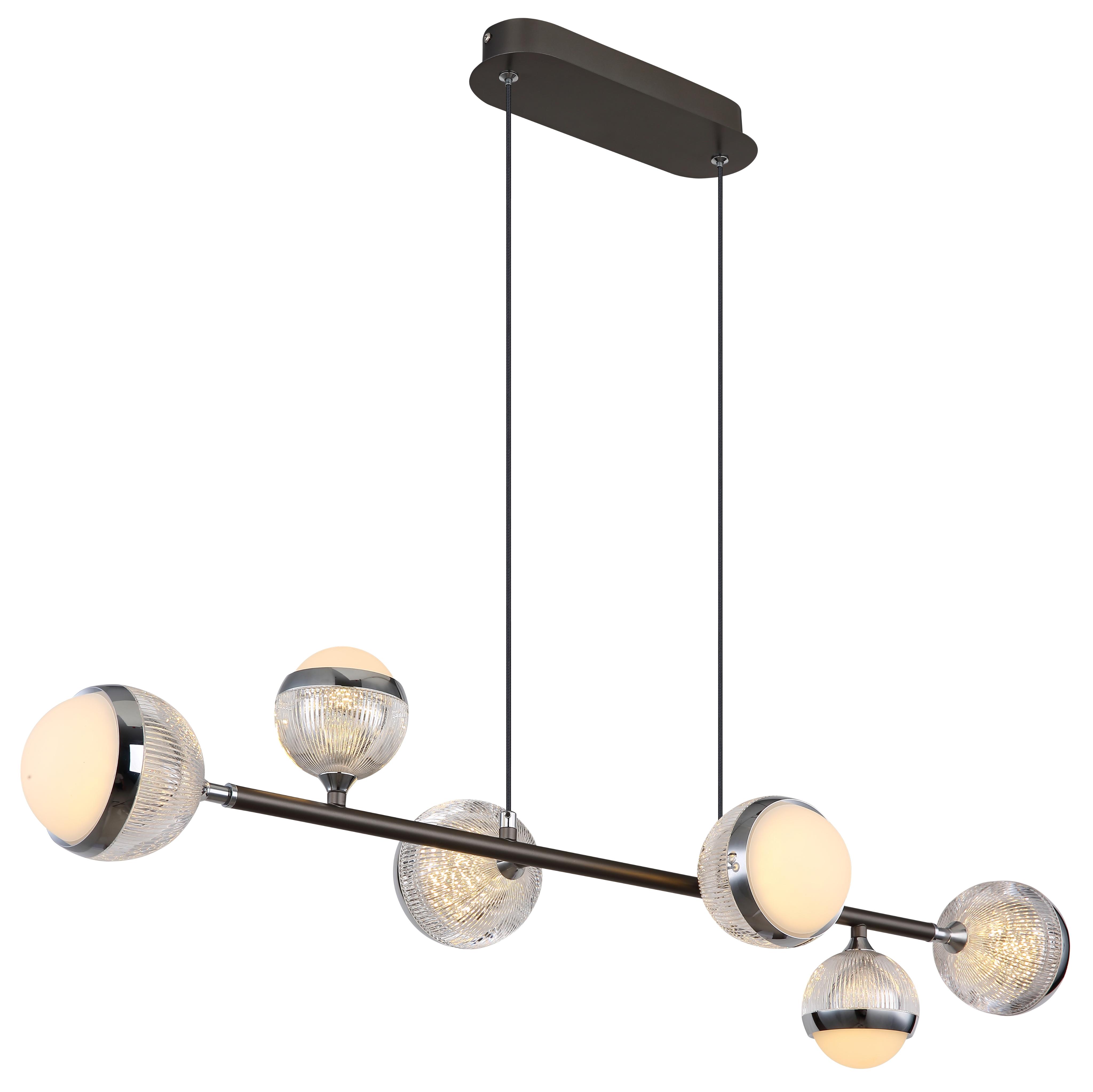 Globo Lighting LED Pendelleuchte "Untsy", Titanfarben GebüRstet, 6, H: 120Cm, 1 Stk., Leuchten, HäNgelampe/HäNgeleuchte/Wohnzimmer/Esstisch/Elegant, LED Pendelleuchte
