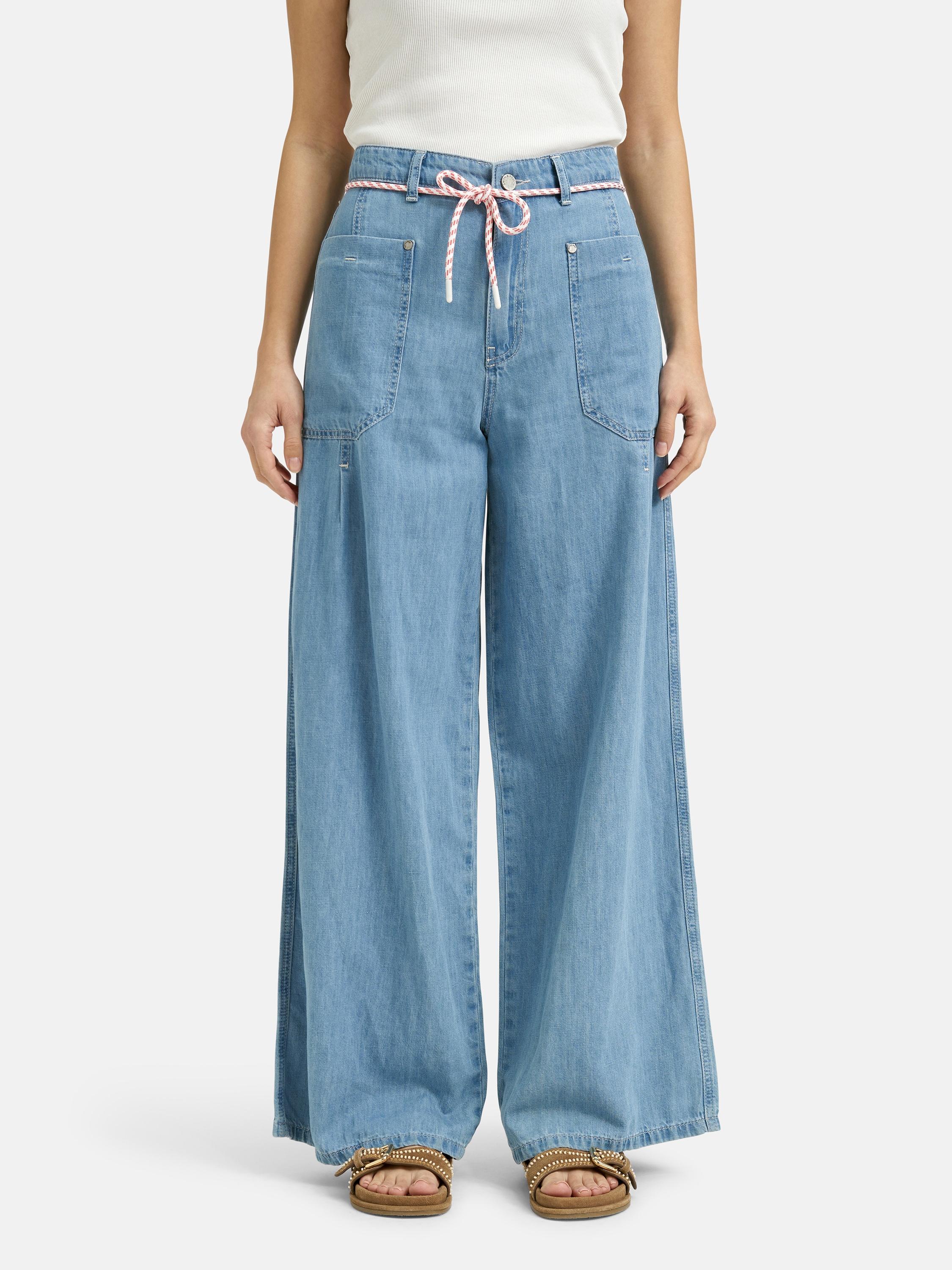 Weite Jeans Smith & Soul, Damen, Gr. 30, Light Denim, Denim/Jeans, Material: 67% Baumwolle, 17% Lyocell, 16% Leinen, Unifarben, Weit, Jeans, Mit Normaler LeibhöHe
