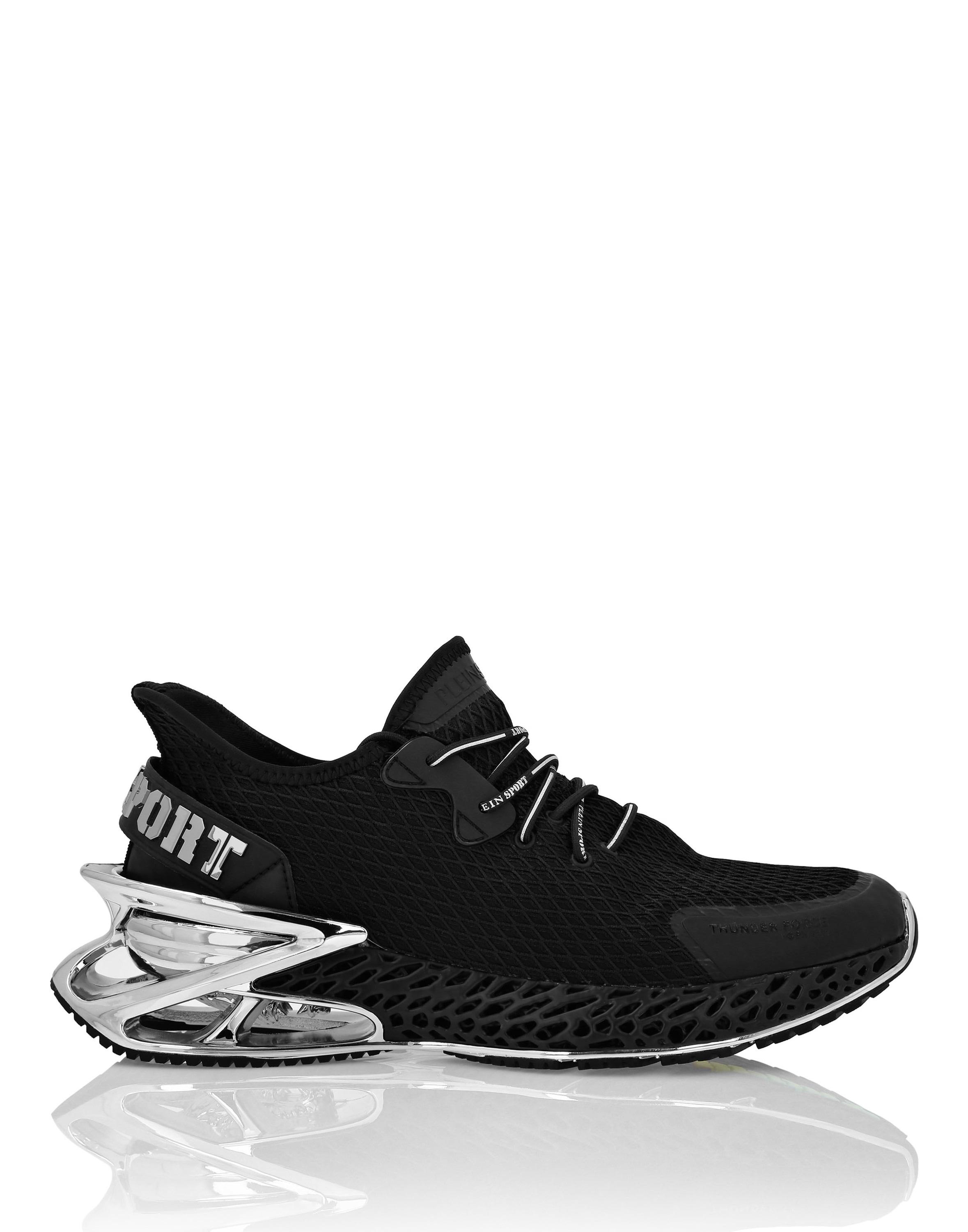 Sneaker Plein Sport "Thunder Force Genx", Damen, Gr. 35, Normalschaft, Schwarz (0291, Schwarz, Nickel), Schuhe Sneaker