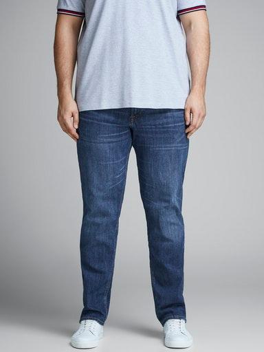 Slim-Fit-Jeans "Jjitim Jjoriginal Am 814 Noos Pls", Herren, Gr. 40, LäNge 34, Blau (Blau Denim), Denim/Jeans, Obermaterial: 70% Baumwolle, 28% Polyester, 2% Elasthan, Jack & Jones Plussize, Unifarben, Slim Fit, Jeans Slim-Fit-Jeans