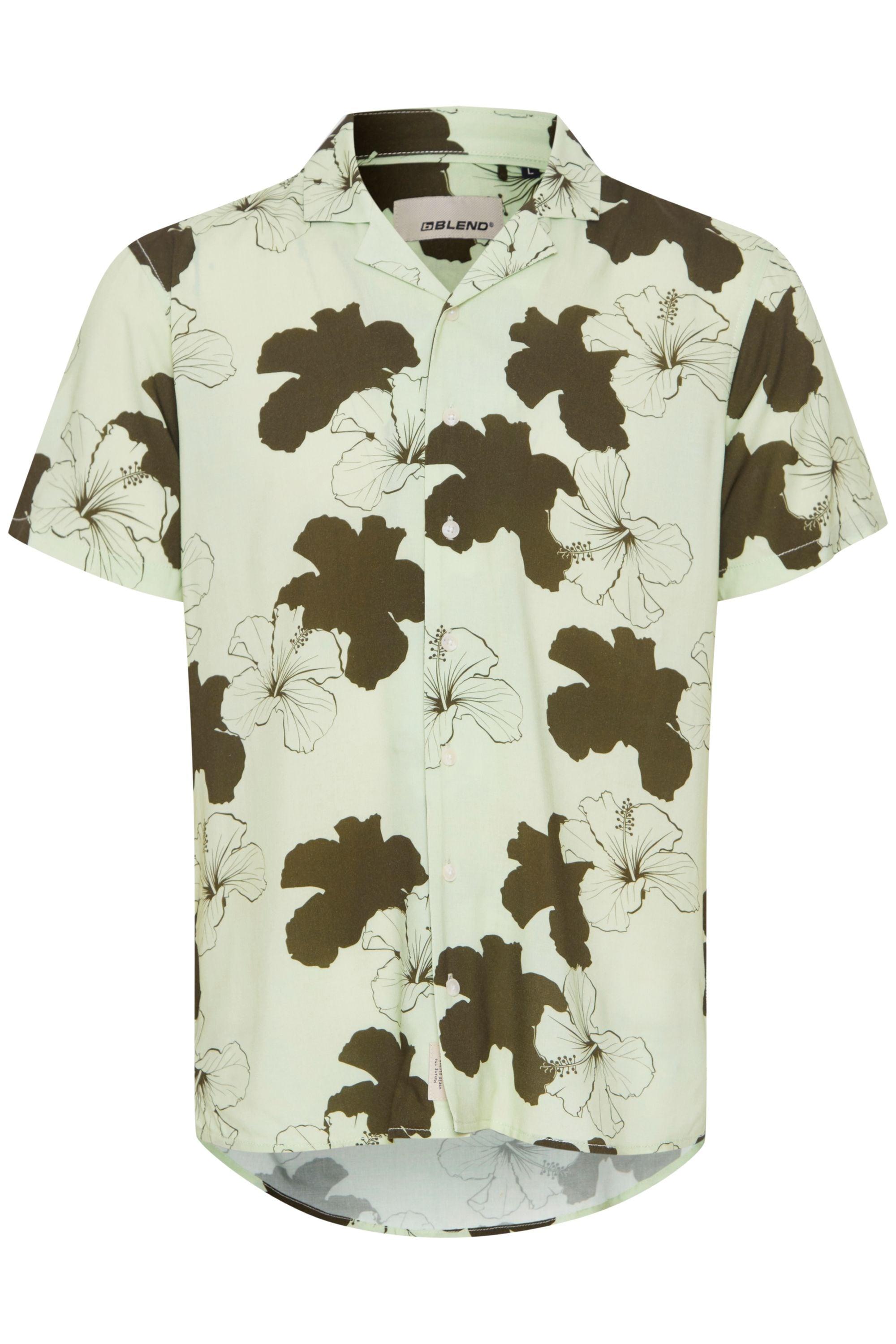Kurzarmhemd Blend "Kurzarmhemd Bhshirt", Herren, Gr. L, N-Gr, GrüN (Forest Night), Obermaterial: 100% Viskose Cv., Hemden