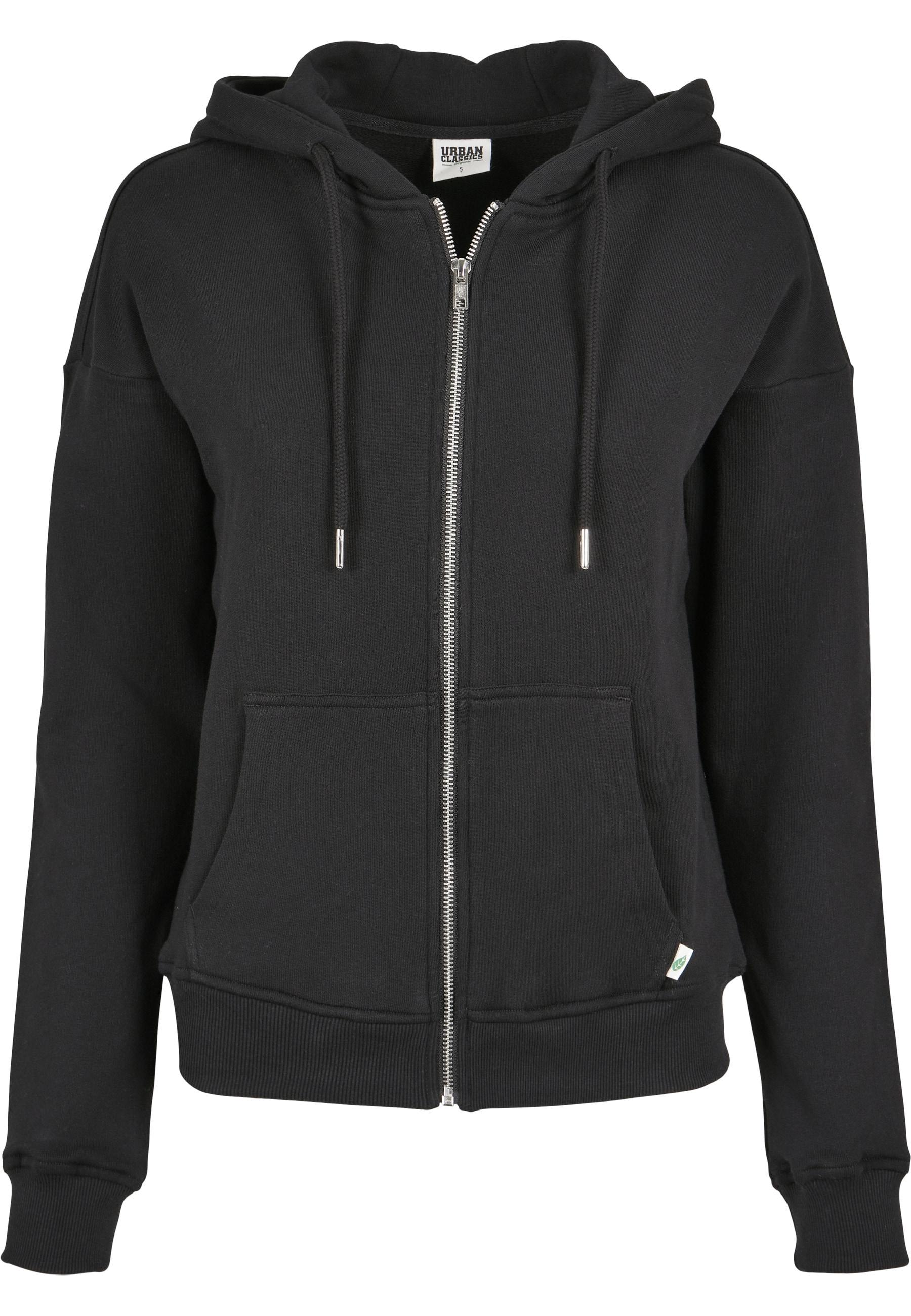 Sweatjacke Urban Classics "Urban Classics Damen Ladies Organic Terry Zip Hoody", Damen, Gr. 5XL, Schwarz, 100% Baumwolle (Bio), Unifarben, Sweatjacken Sweatjacke
