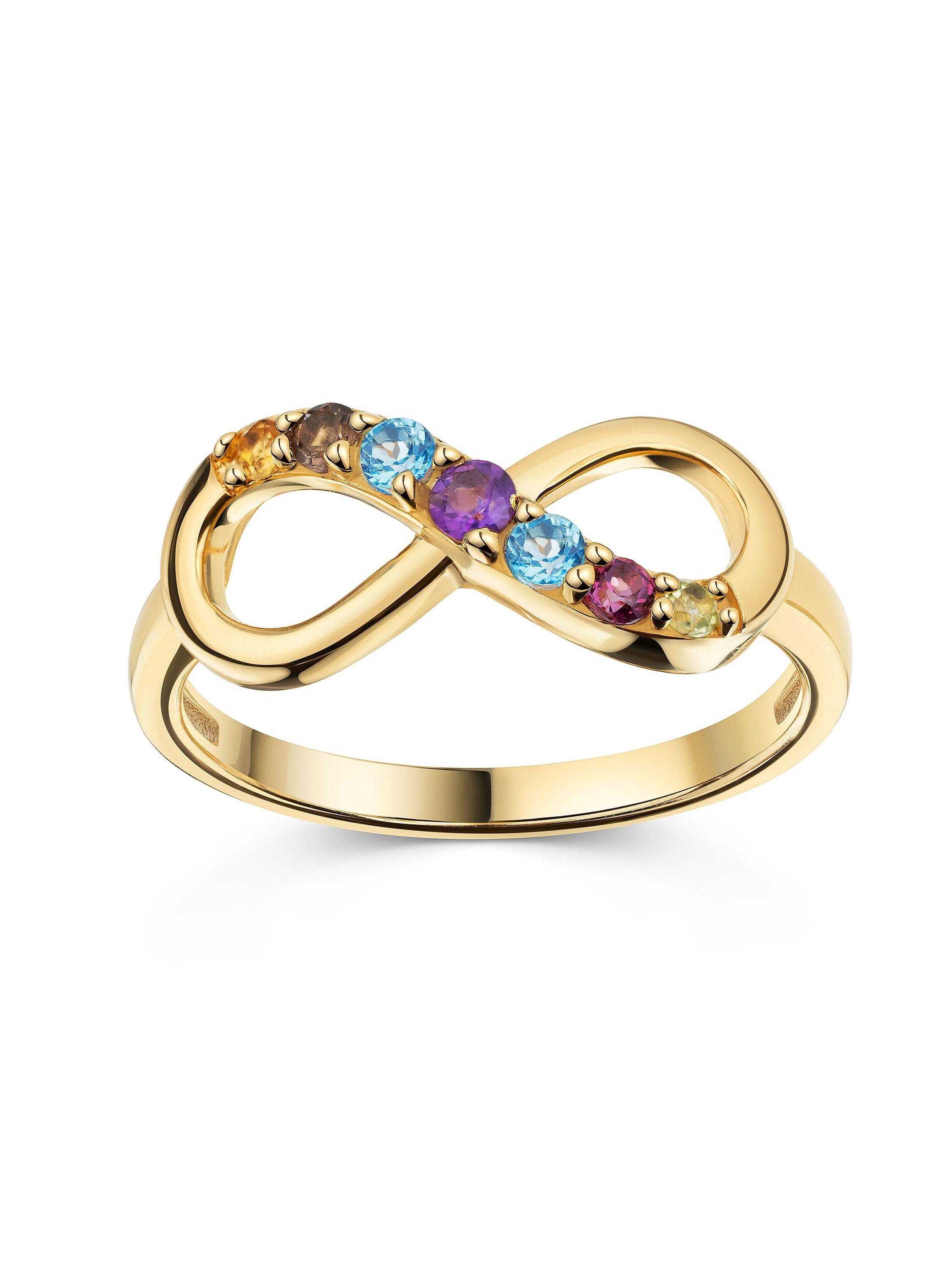 Zeeme Gemstones Ring 925/- Sterling Silber Vergoldet Infinity