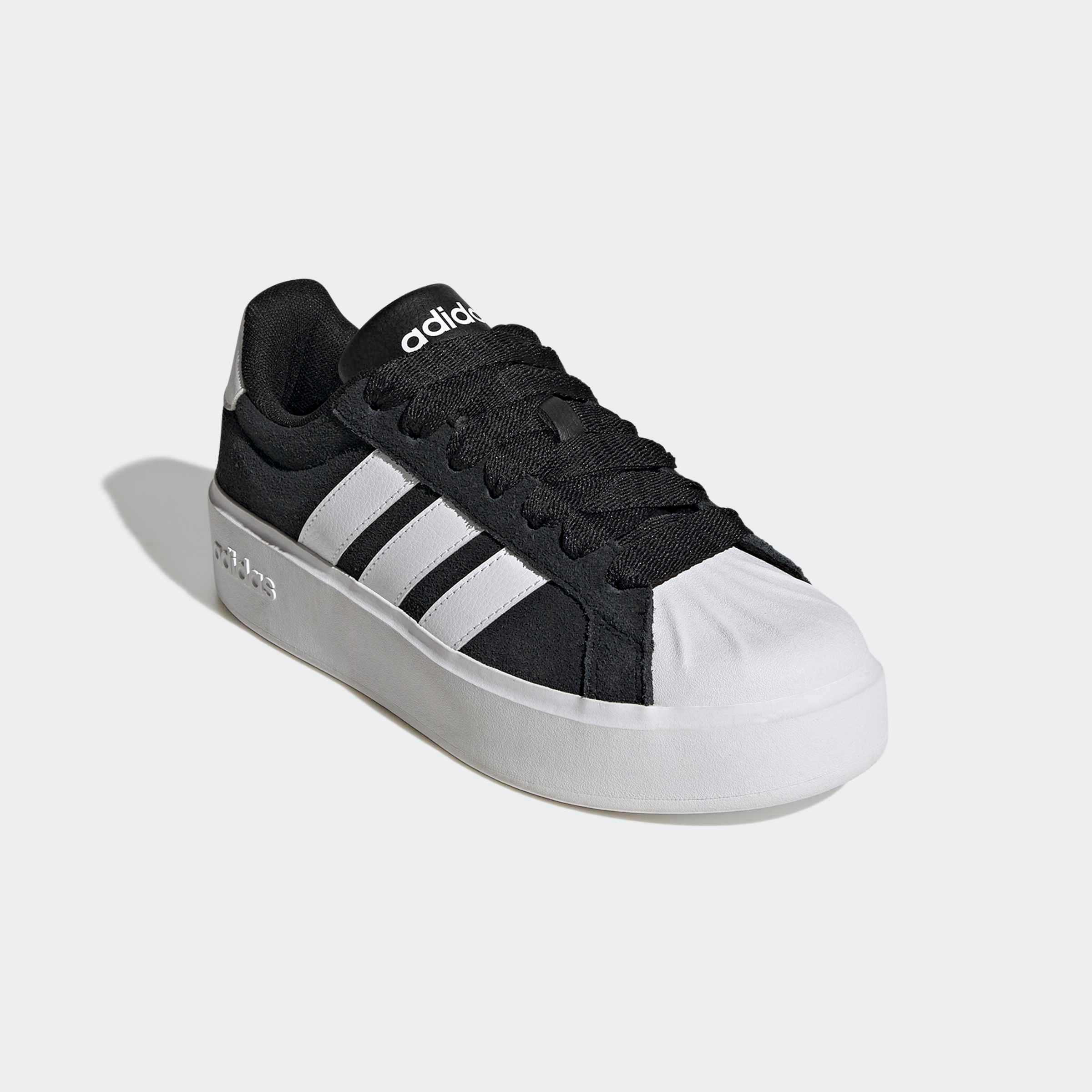 Plateausneaker adidas Sportswear "Streettalk Bold", Damen, Gr. 38,5, Core Schwarz, Ftwr Weiß, Core Schwarz, Leder, Synthetik, Schuhe Plateausneaker, Inspiriert Vom Design Des adidas Superstar, Mit Leo Print