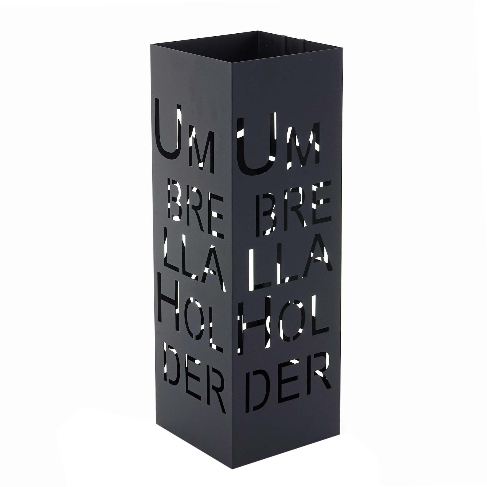 Schirmständer MCW-C78, Regenschirmständer Schirmhalter Regenschirmhalter, quadratisch 55cm ~ Schrift, schwarz