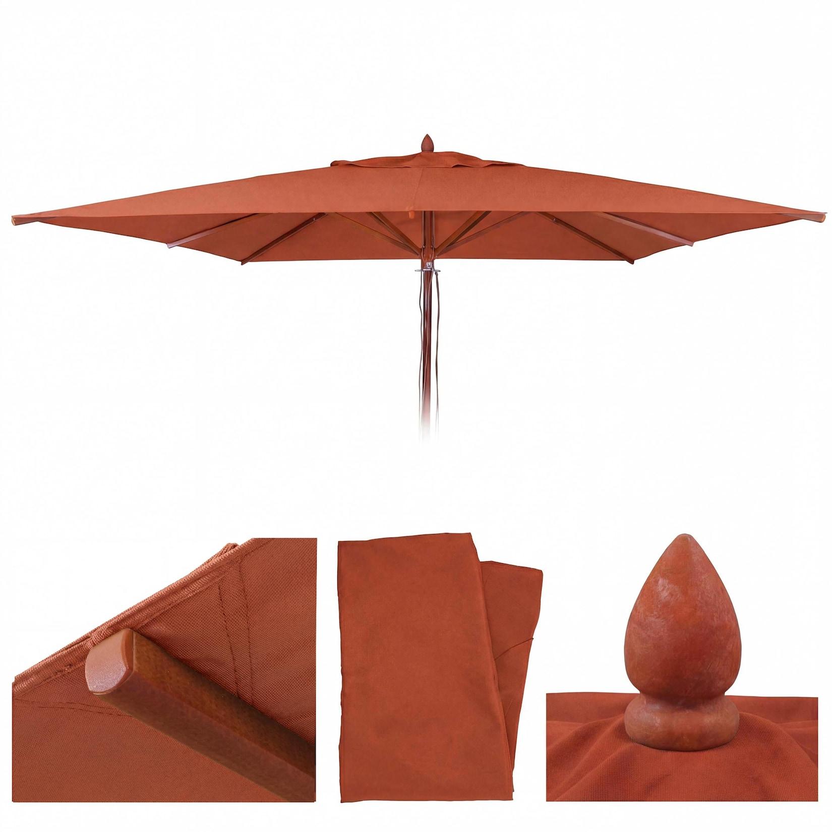 Ersatz-Bezug FüR Gastronomie Holz-Sonnenschirm Mcw-C57B, Sonnenschirmbezug, Eckig 4X4M Polyester ~ Terrakotta
