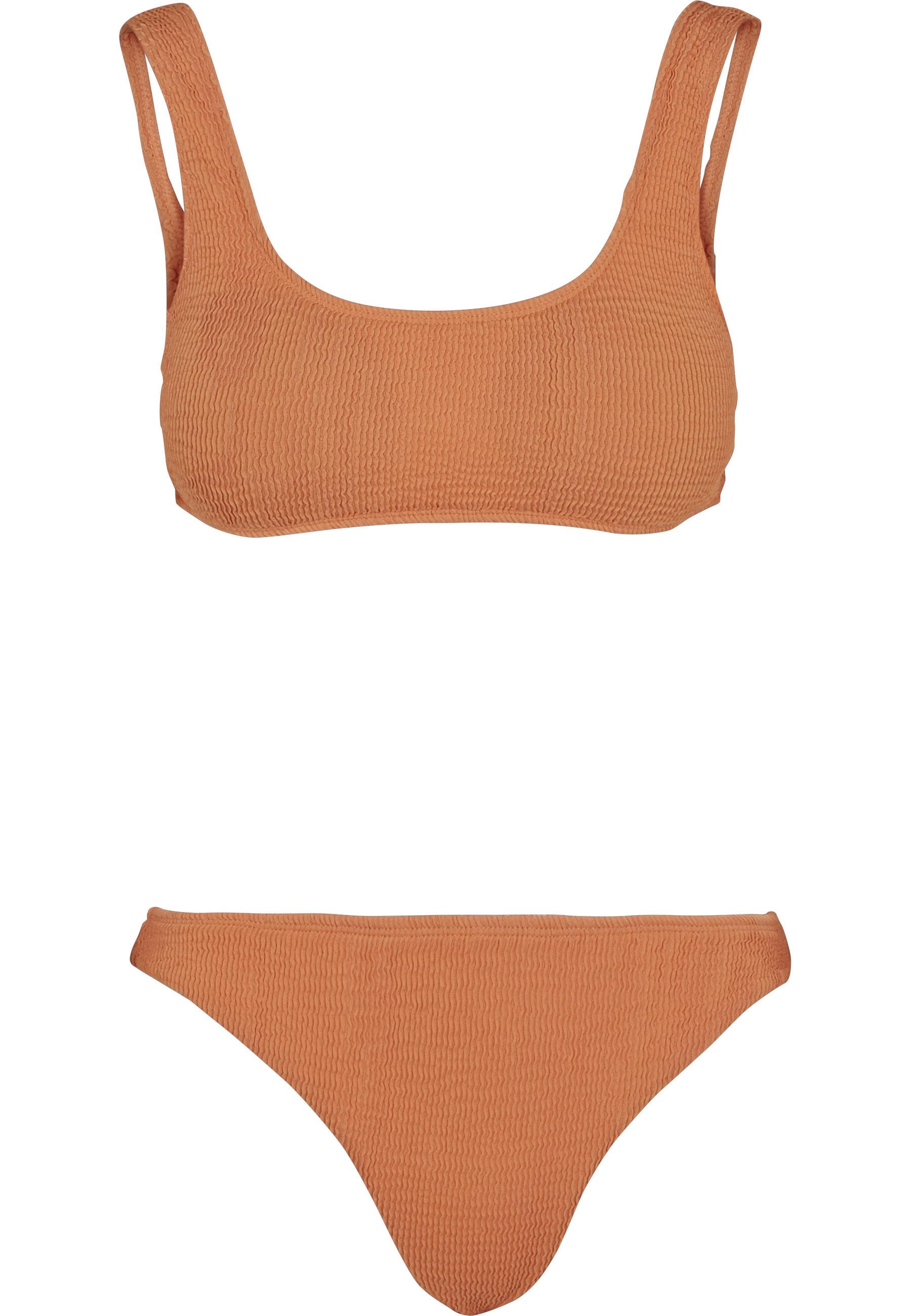BüGel-Bikini Urban Classics "Urban Classics Damen Ladies Tanktop Crinkle Bikini", Damen, Gr. L, N-Gr, Braun (Papaya), 97% Polyester, 3% Elasthan, Bikini-Sets BüGel-Bikini