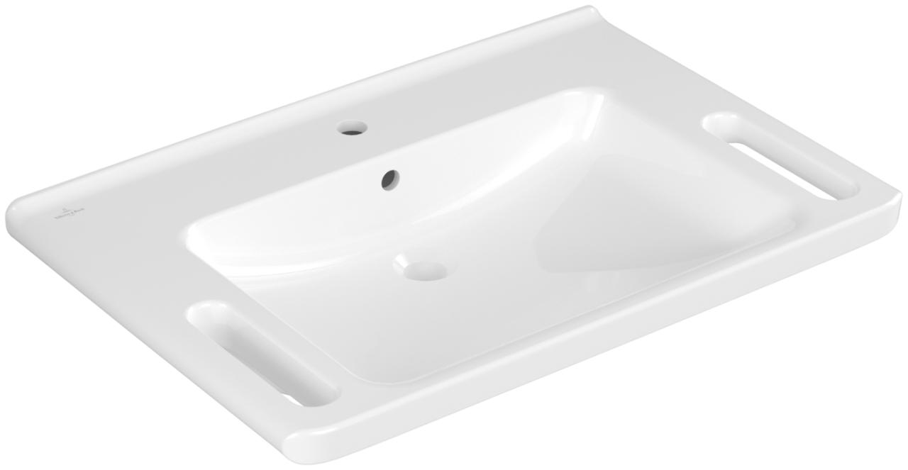 Villeroy & Boch Waschbecken Vicare 800X550Mm,, 1 Hahnloch Mit ÜBerlauf Weiss Alpin Antibac Cplus 4A6880T2