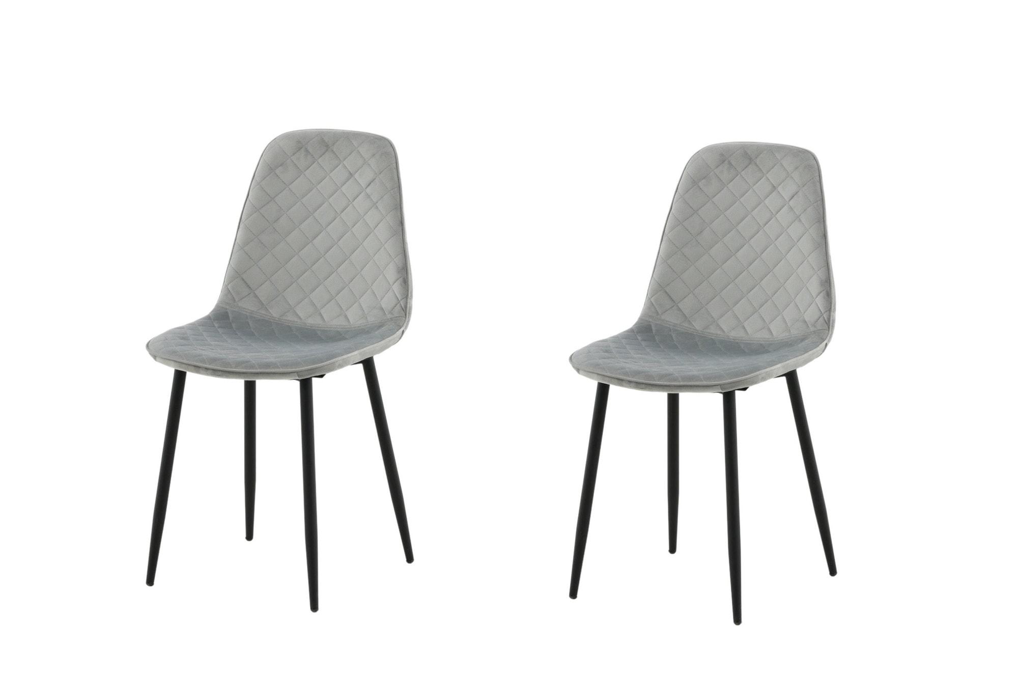 Esszimmerstuhl Venture Home "Polar Diamond, 2Er-Set EsszimmerstüHle In Grau-Samt, 150 Kg Belastbar", Grau (Schwarz, Grau, Grau), B:46Cm H:88Cm T:53Cm, StüHle, Esszimmerstuhl, Polsterstuhl, Samt-Bezug, Metallbeine, Diamantsteppung, Edel