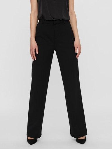 Anzughose Vero Moda "Vmzamira Mw Slim Straight Pant Noos", Damen, Gr. Xs (34), LäNge 30, Schwarz, Web, Obermaterial: 95% Polyester, 5% Elasthan, Unifarben, Normal, Hosen Anzughose, Materialmix