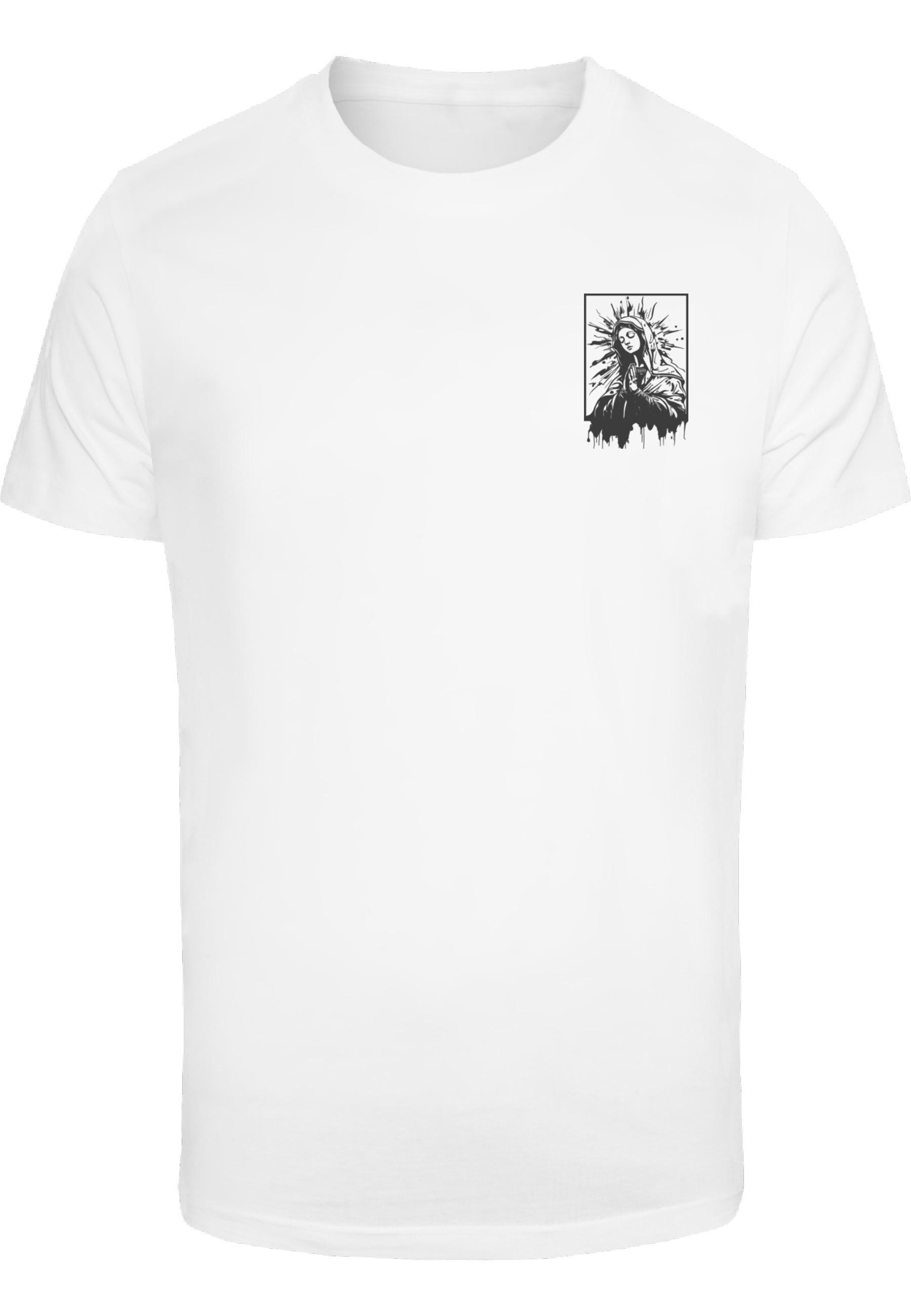 T-Shirt MisterTee "Mistertee Sacred Mary Tee", Jungen, Gr. M, Weiß, 100% Baumwolle, Bedruckt, Normal, Rundhals, Shirts T-Shirt