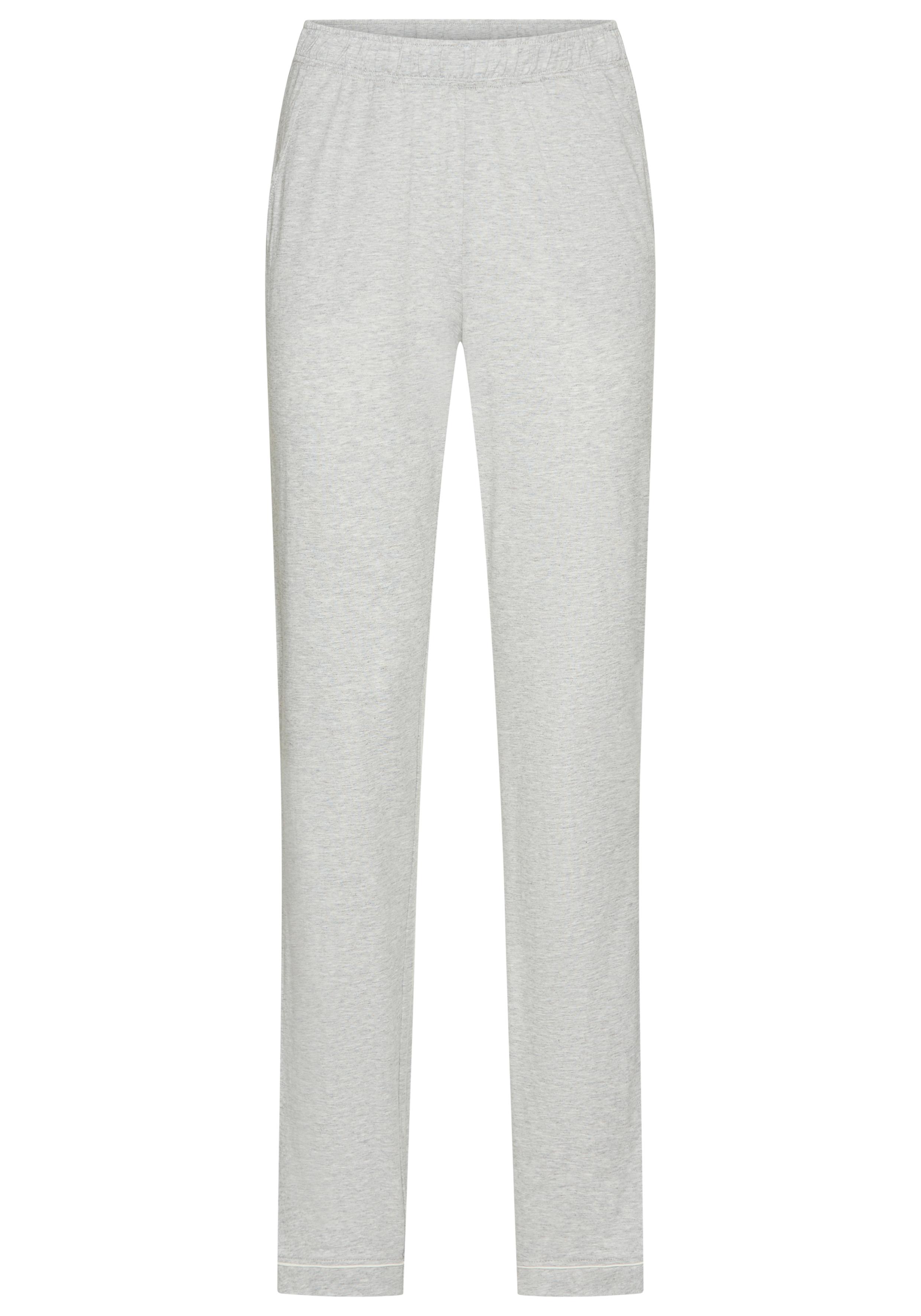 Pyjamahose Lascana, Damen, Gr. 48/50, N-Gr, Grau Meliert, Single Jersey, Obermaterial: 50% Baumwolle, 50% Viskose, Meliert, Unifarben Mit Farbeinsatz, Basic, Basic Lang, Hosen Pyjamahose, Mit Kontrastpaspel