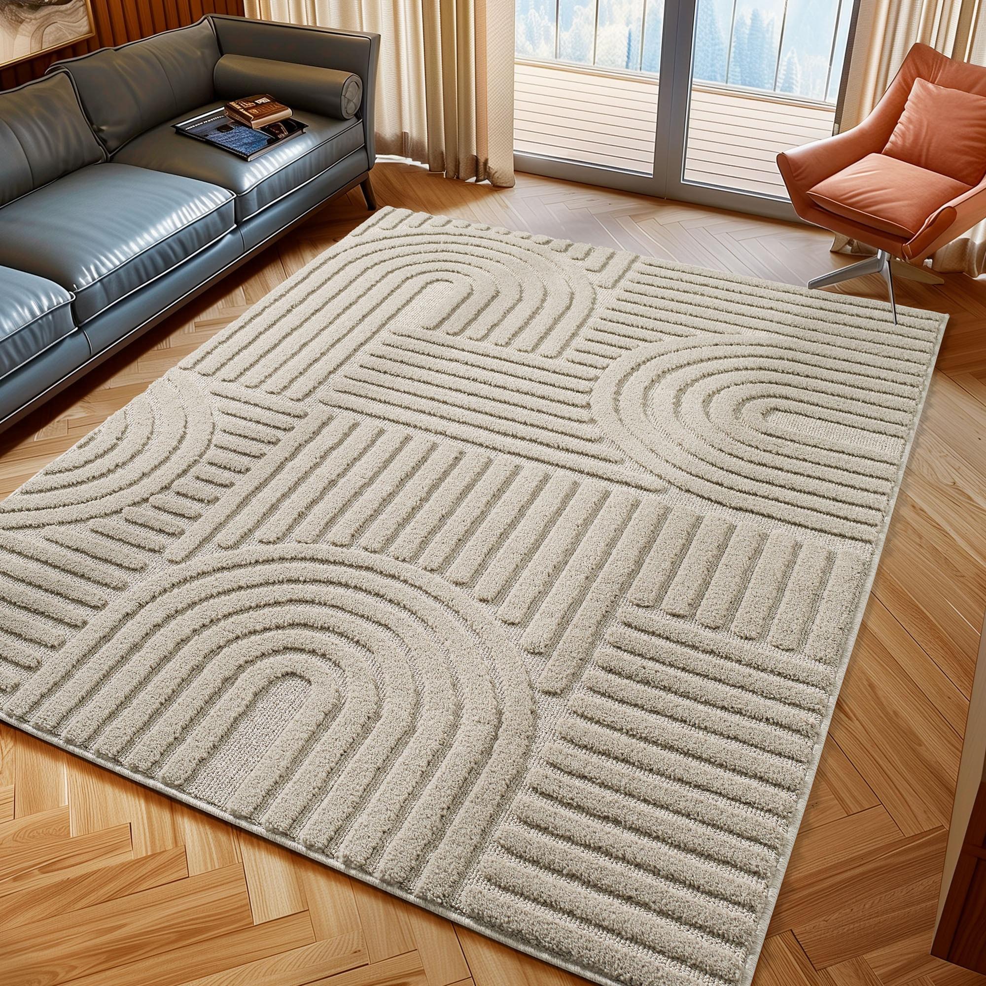 Designteppich Ayyildiz Teppiche "Art 1121 Boho Design", Beige, B:280Cm H:20Mm L:370Cm, Polypropylen, Teppiche, Auch Als LäUfer Und In Rund, 3D Optik, Boho, Skandinavisch, Wohnzimmer