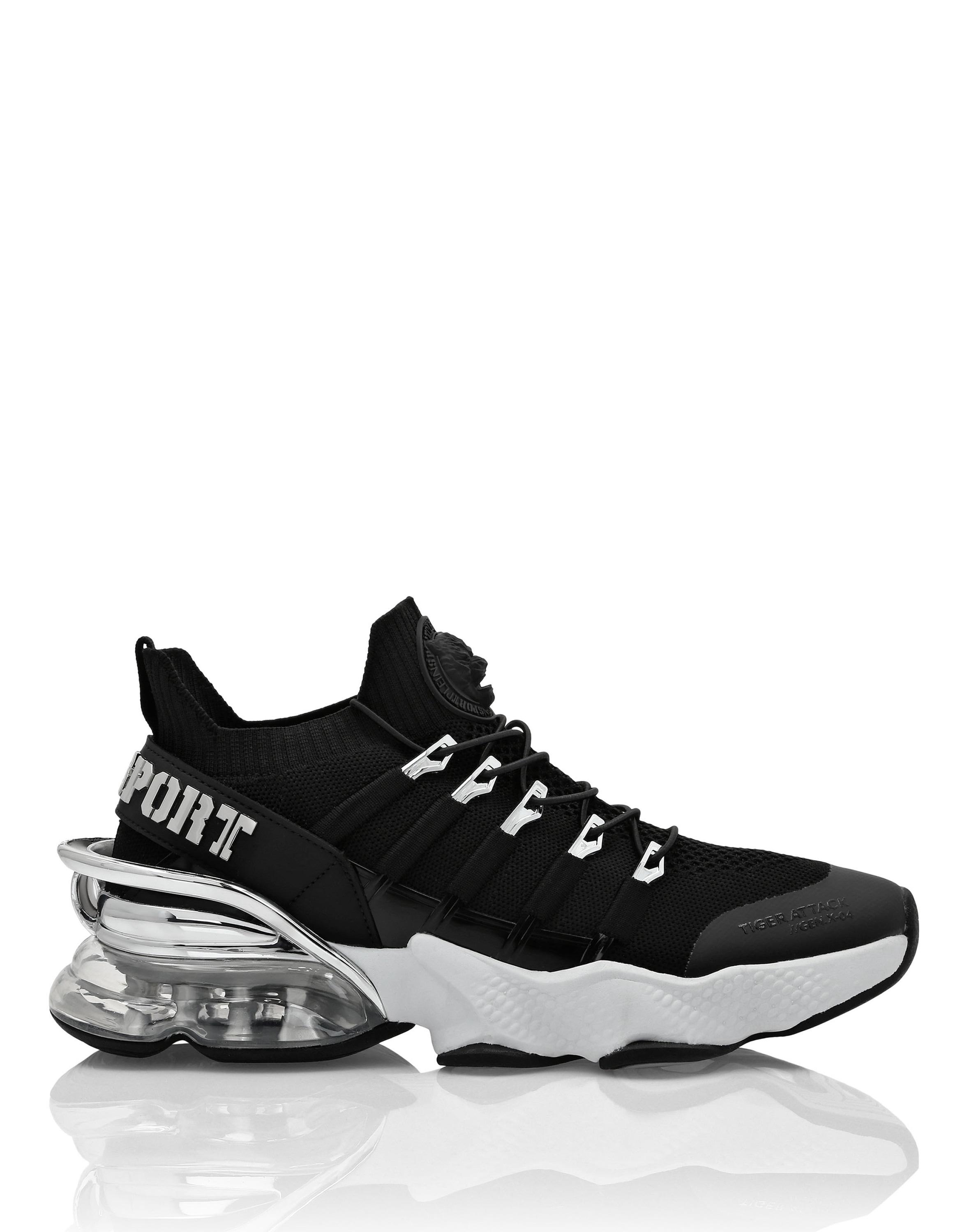 Sneaker Plein Sport "Tiger Attack//Gen.X.4", Damen, Gr. 46, Normalschaft, Schwarz-Weiß (0201, Schwarz, Weiß), Schuhe Sneaker