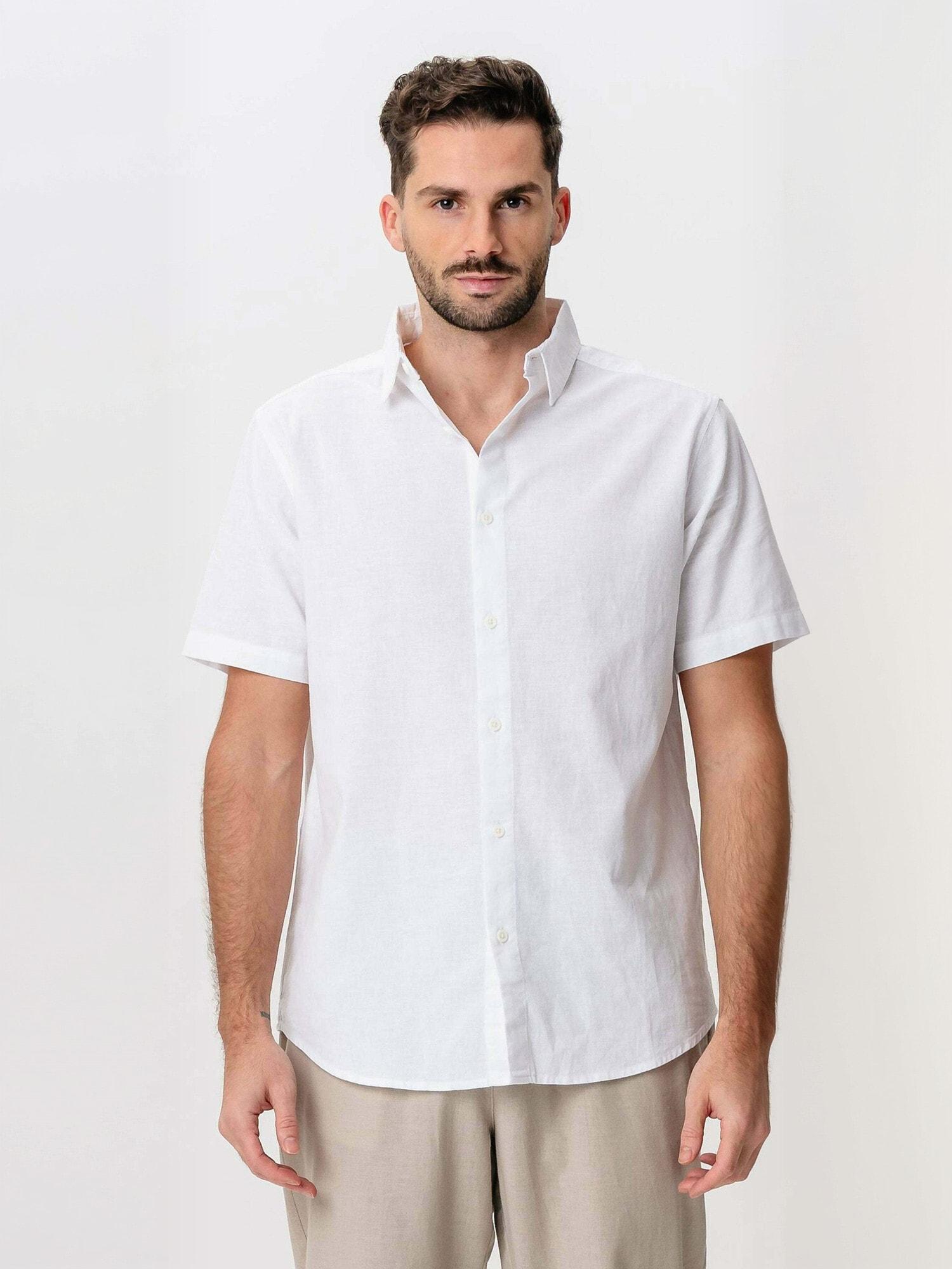 Langarmhemd Teeshoppen "Teeshoppen Shirt Linen Blend", Herren, Gr. M, NormalgrößEn, Weiß, Obermaterial: 70% Baumwolle, 30% Leinen, Hemden