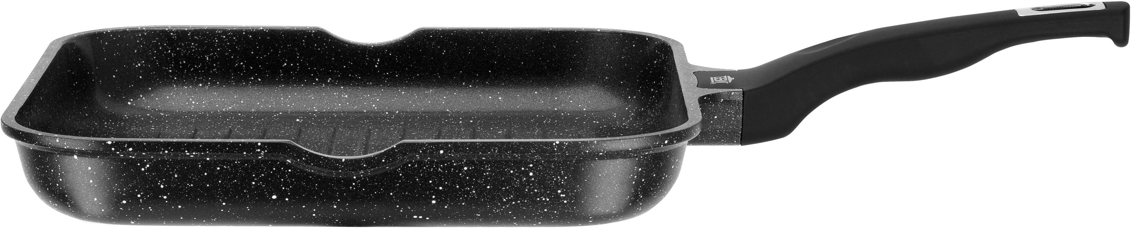 Grillpfanne Gsw "Titanium Granit Advanced", Schwarz, H:4,5Cm Ø:28Cm, Pfannen, Grillpfanne Aus Aluminium-Guss Mit Antihaft-Versiegelung