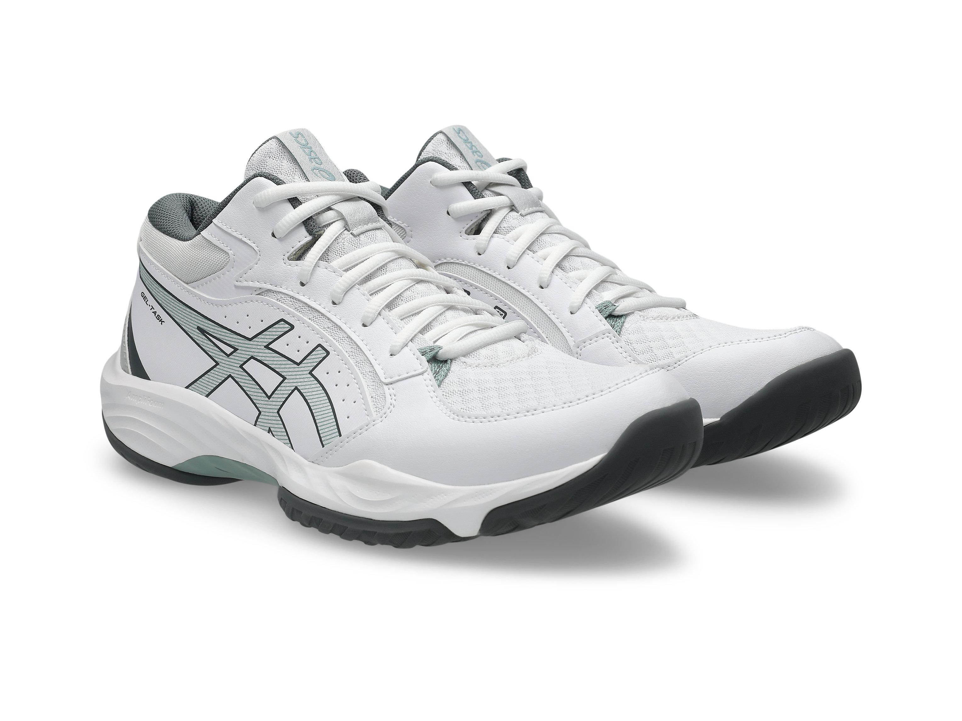 Hallenschuh asics "GEL-TASK MT 5", Herren, Gr. 46, Weiß, Ocean Haze, Synthetik, Schuhe Hallenschuh, Besonders Geeignet FüR Handball Und Volleyball