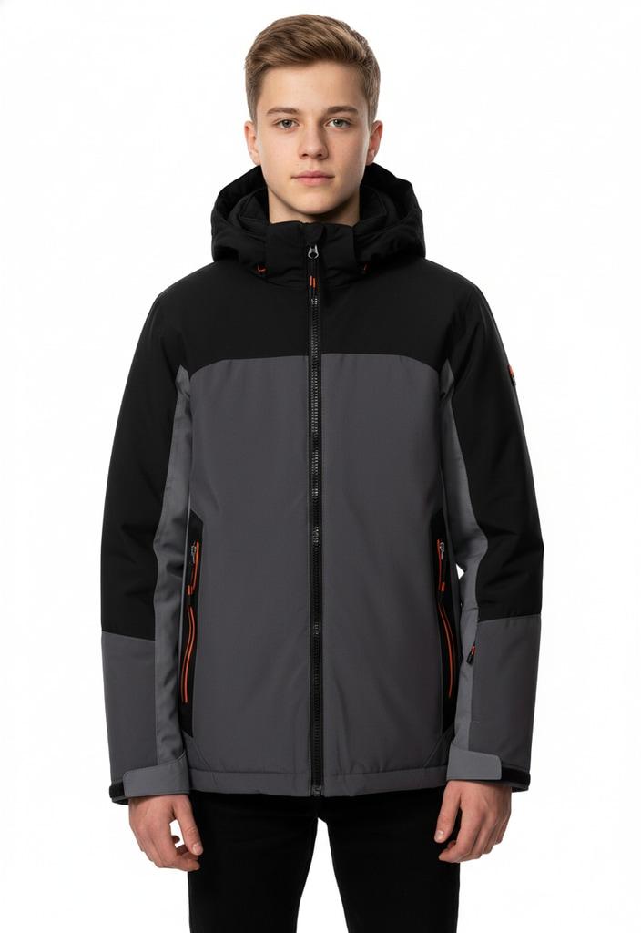 Outdoorjacke KILLTEC "KOW 223 BYS JCKT", Kinder, Gr. 164, grau (anthrazit), Obermaterial: 100% Polyester. Futter: 100% Polyester. Wattierung: 100% Polyester, Jacken Outdoorjacke, für Jugendliche, mit seitlichen Taschen mit Zippern