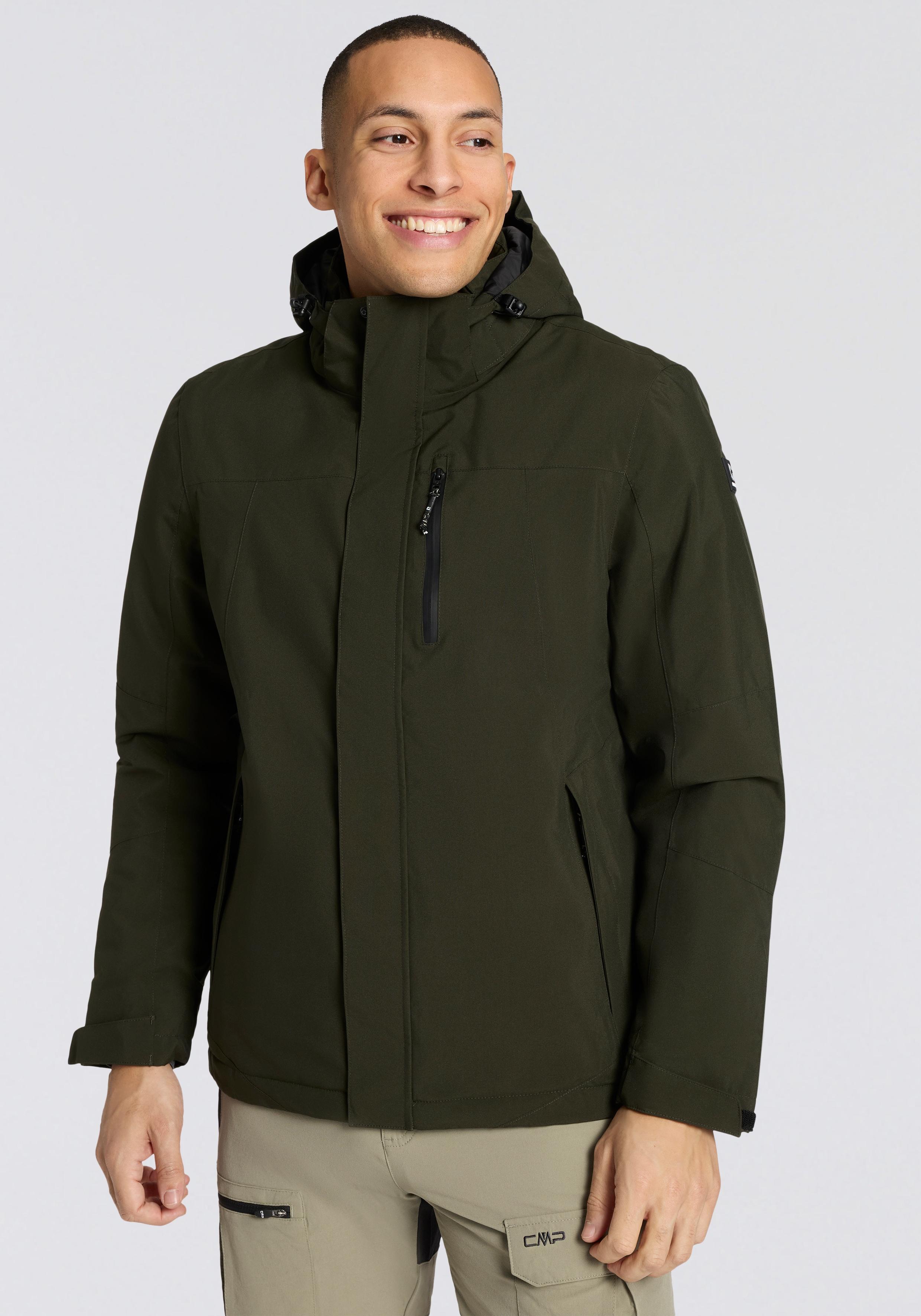 Outdoorjacke KILLTEC "KOW 90 MN JCKT", Herren, Gr. M, grün (dunkeloliv), Obermaterial: 100% Polyester. Futter: 100% Polyester. Wattierung: 100% Polyester, Jacken Outdoorjacke, mit verschweissten Nähten, mit verstellbarer und abnehmbarer Kapuze