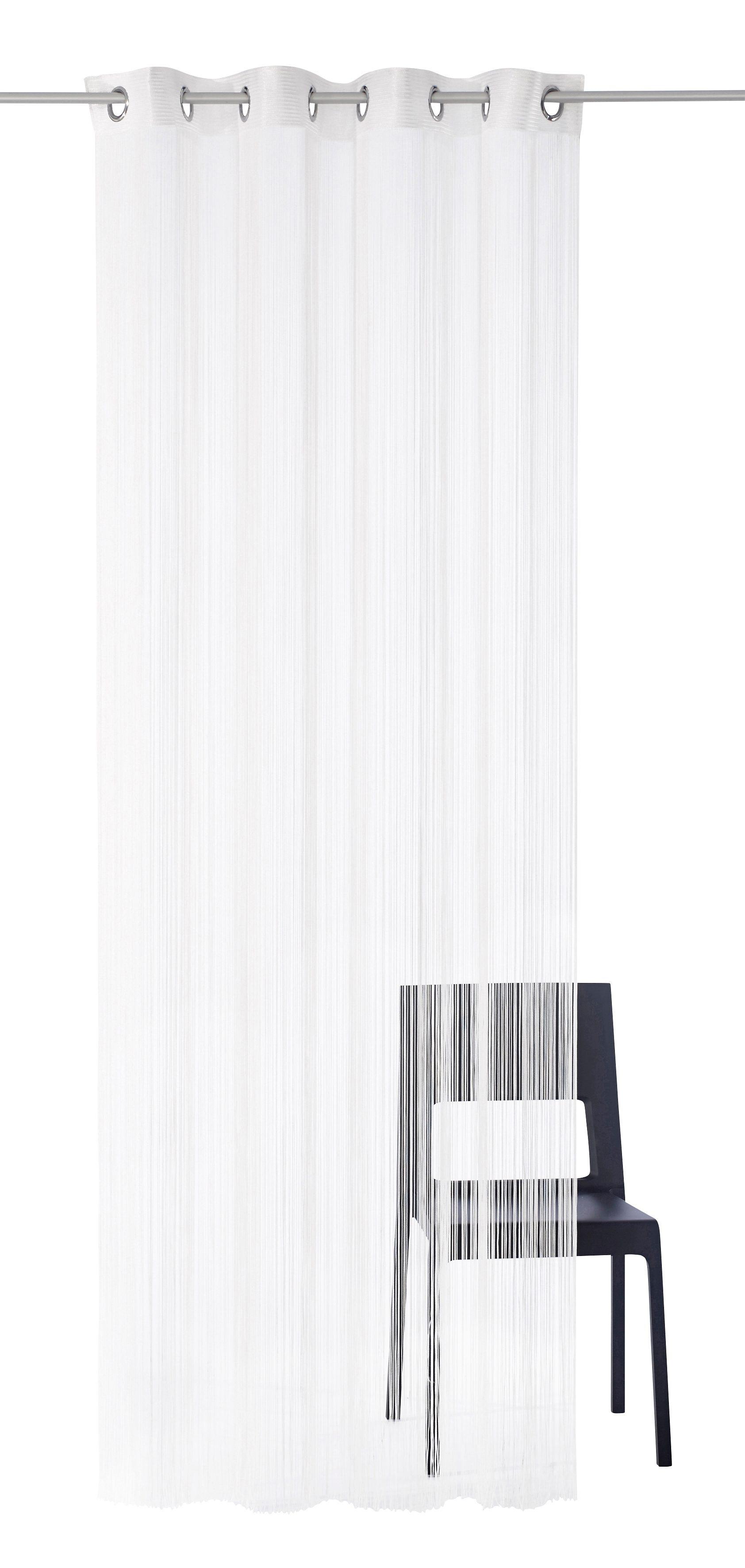 Fadenvorhang WECKBRODT "Leon" Gr. 3, weiss (weiß), B:148cm H:160cm, Polyester, Gardinen, Fadenvorhang, Fadengardine, Insektenschutz, transparent, kürzbar, Store