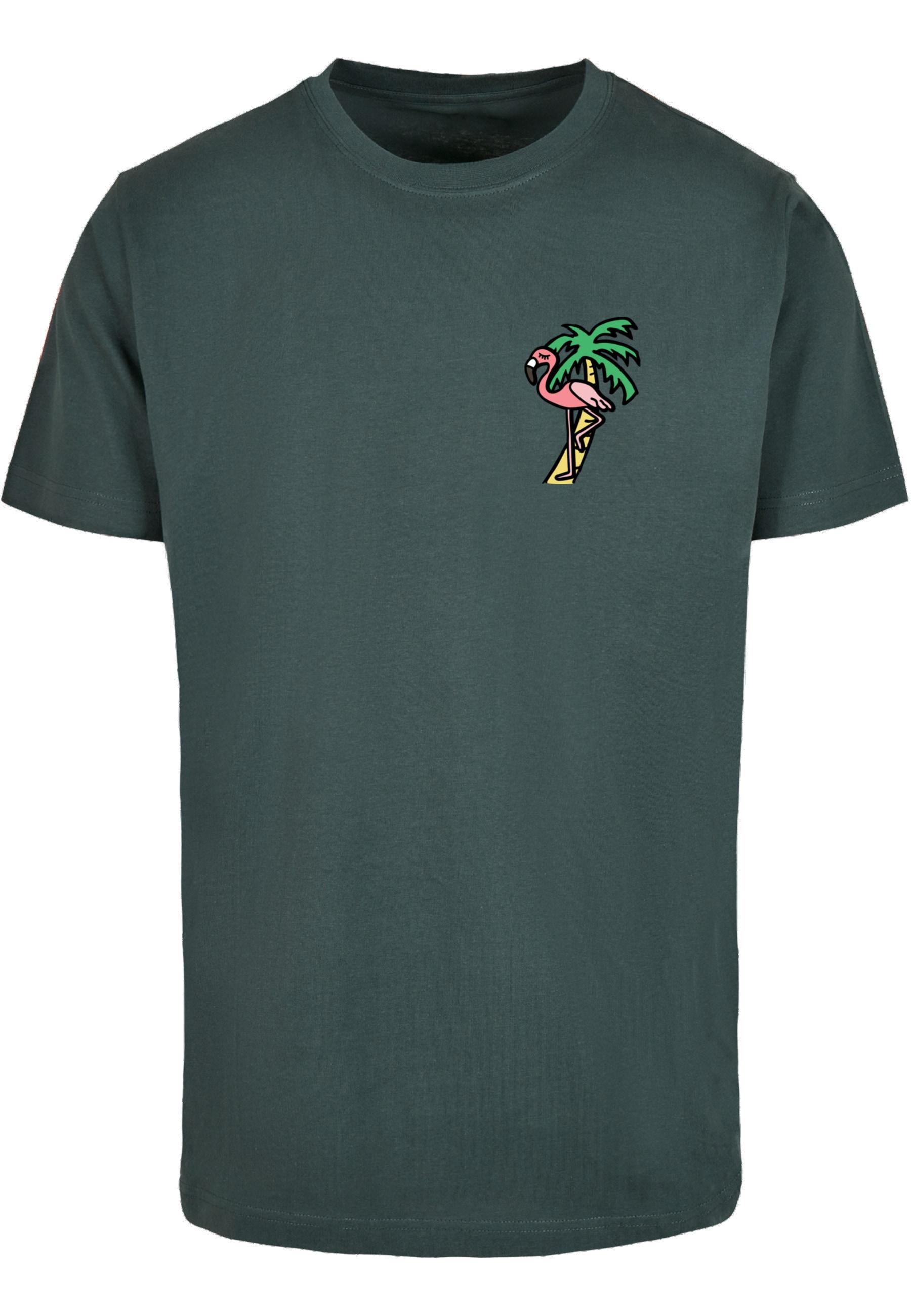 Kurzarmshirt Mistertee "Mistertee Herren Flamingo T-Shirt Round Neck", Jungen, Gr. S, GrüN (BottlegrüN), 100% Baumwolle, Bedruckt, Normal, Rundhals, Shirts