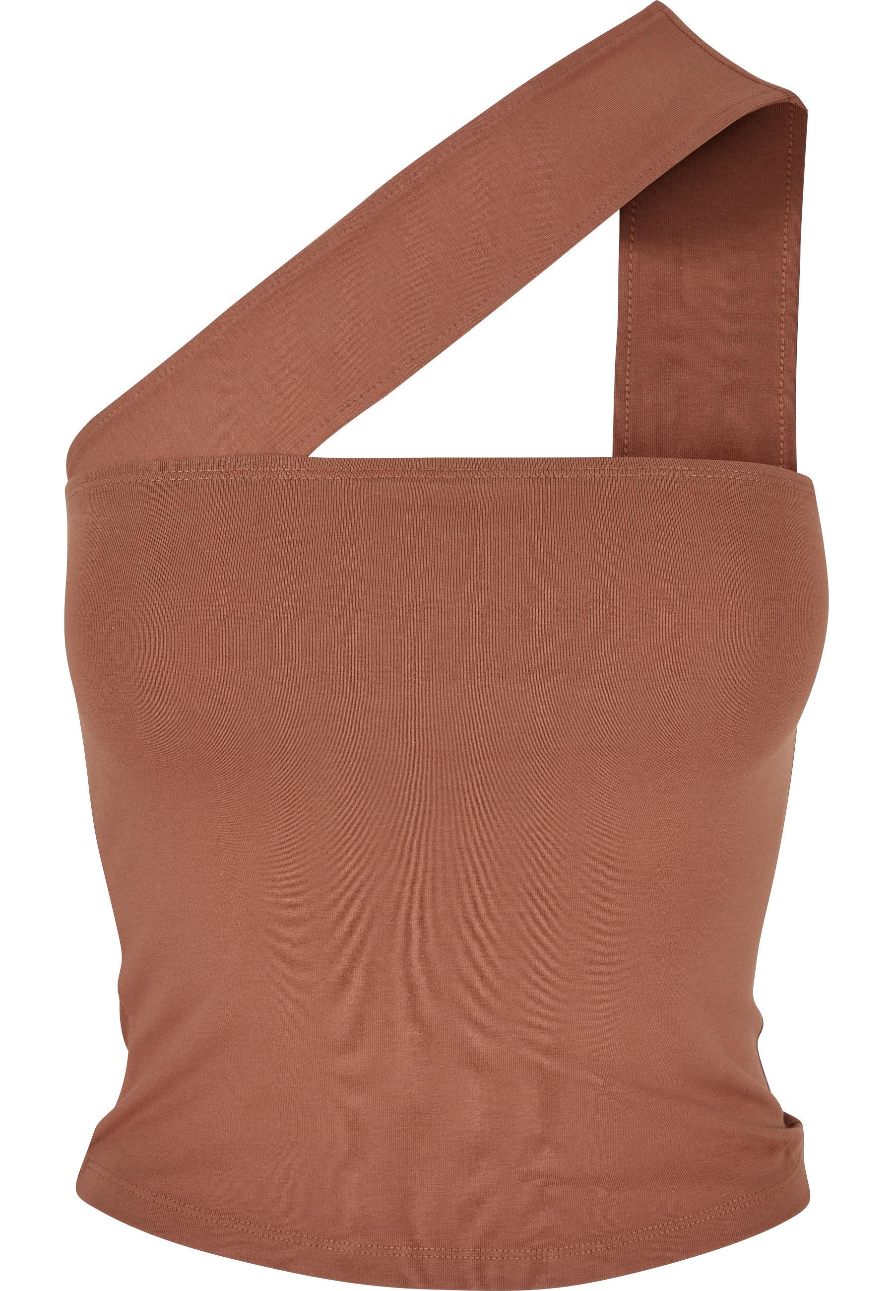 Tanktop Urban Classics "Urban Classics Damen Ladies One Strap Top", Damen, Gr. L, Terracotta, 95% Baumwolle, 5% Elasthan, Unifarben, Tops Tanktop
