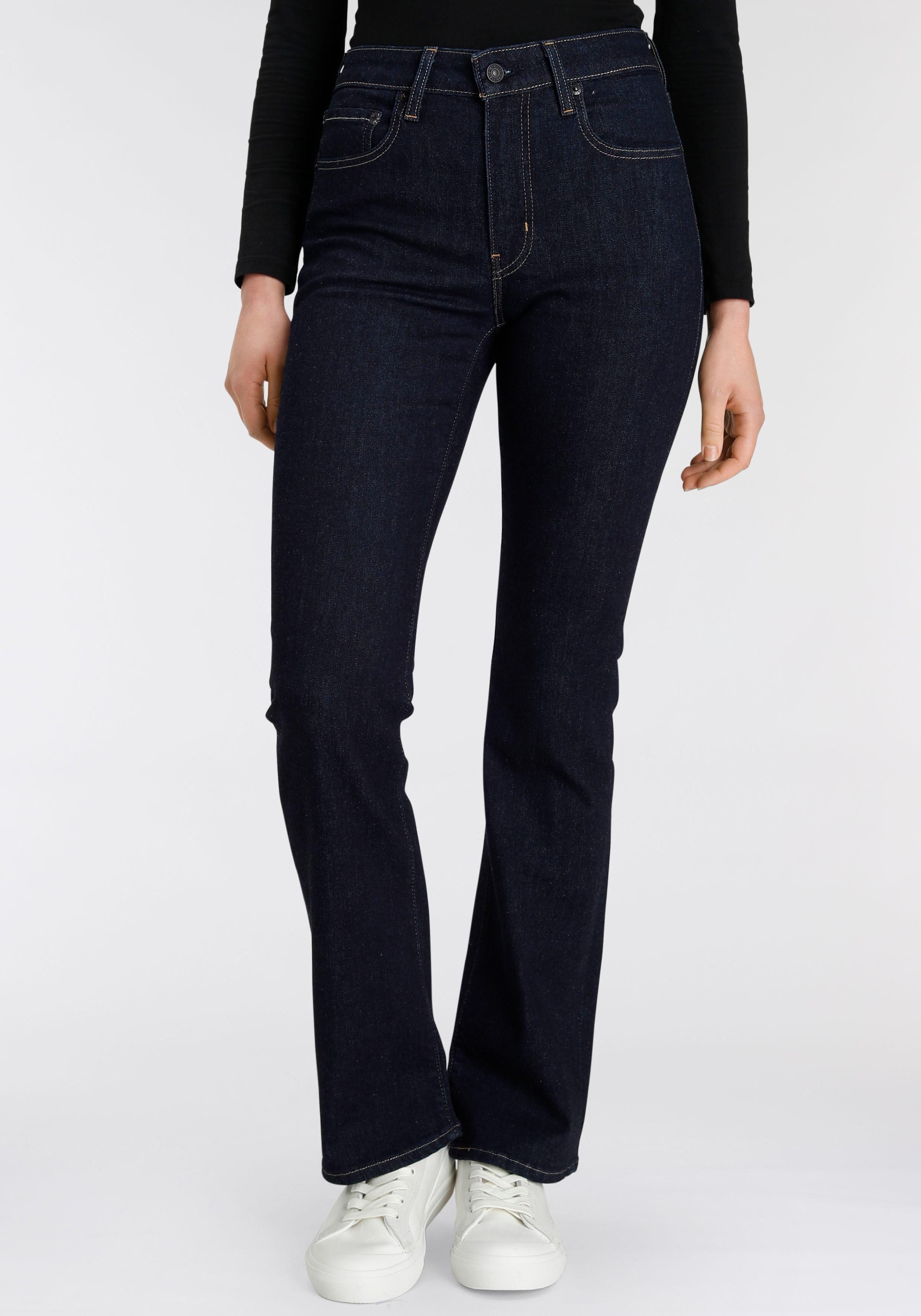 Bootcut-Jeans Levi's "725 High Rise Bootcut", Damen, Gr. 31, LäNge 32, Blau (Rinsed Denim), Denim/Jeans, Obermaterial: 85% Baumwolle, 7% Lyocell, 6% Elastomultiester, 2% Elasthan, Bootcut Fit Lang, Jeans