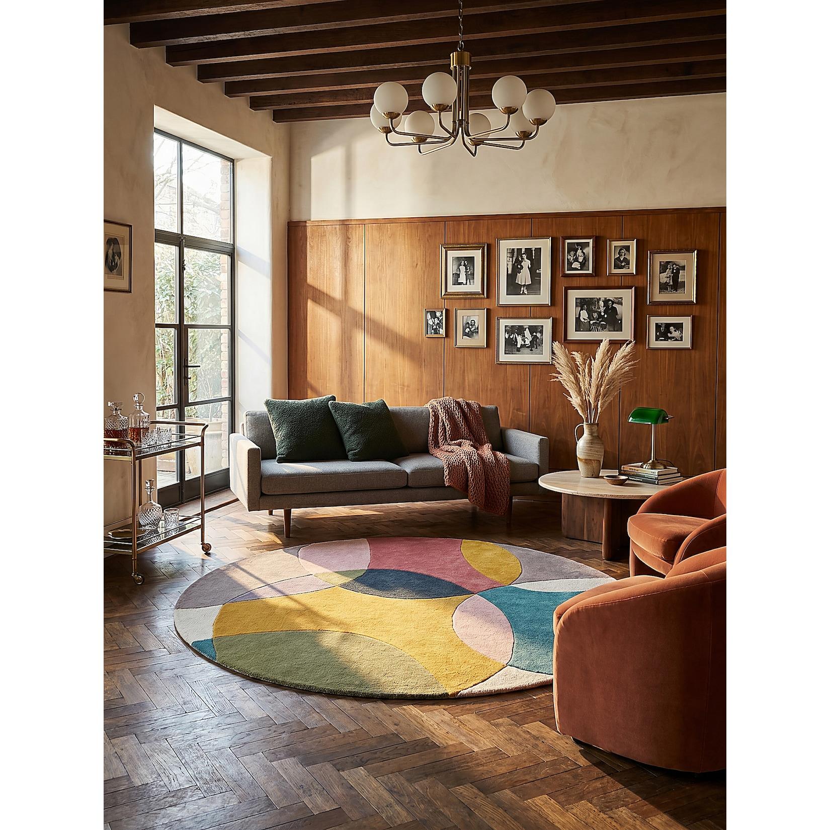 Wollteppich Hoch-Tief Bunt Ø160 Cm - Aire Kadima Design