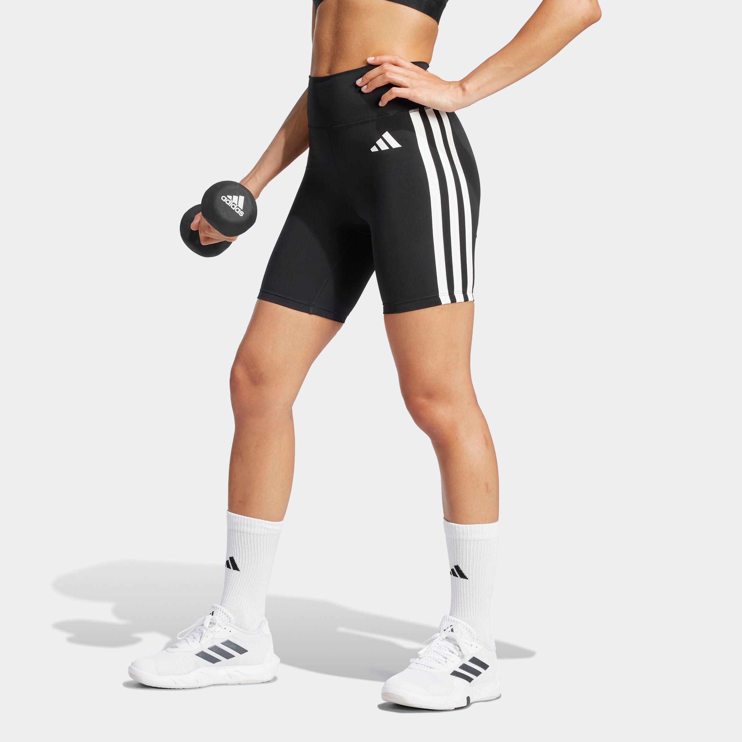 Shorts Adidas Performance "Opt Ess 3S S", Damen, Gr. Xs, LäNge 7, Schwarz-Weiß (Schwarz, Weiß, InnenbeinläNge Ca. 18 Cm), Obermaterial: 85% Polyester, 15% Elasthan, Hosen Shorts