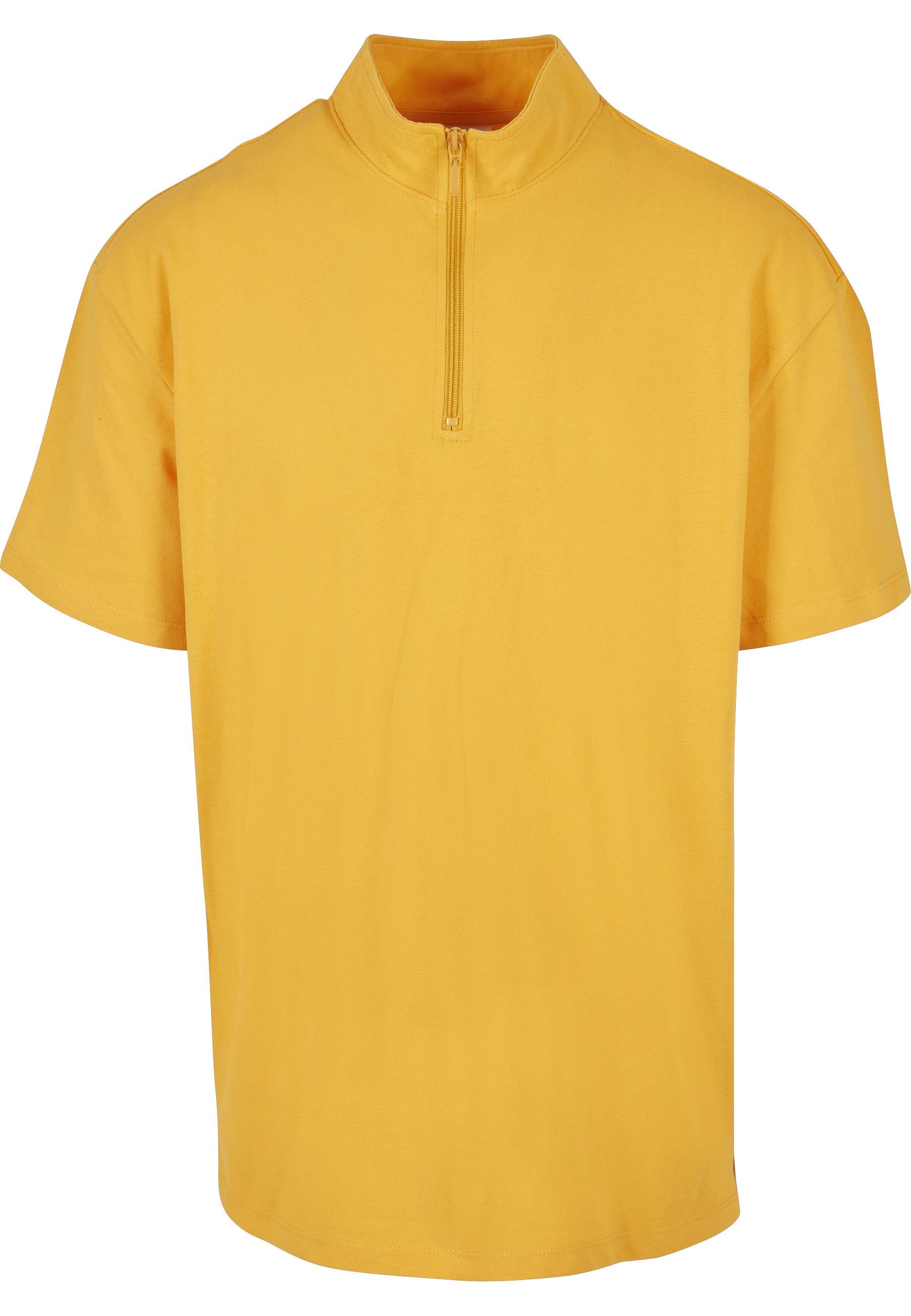 T-Shirt Urban Classics "Urban Classics Herren Boxy Zip Pique Tee", Jungen, Gr. L, Magicmango, 100% Baumwolle, Unifarben, Oversize, Amerikanischer Ausschnitt, Shirts T-Shirt