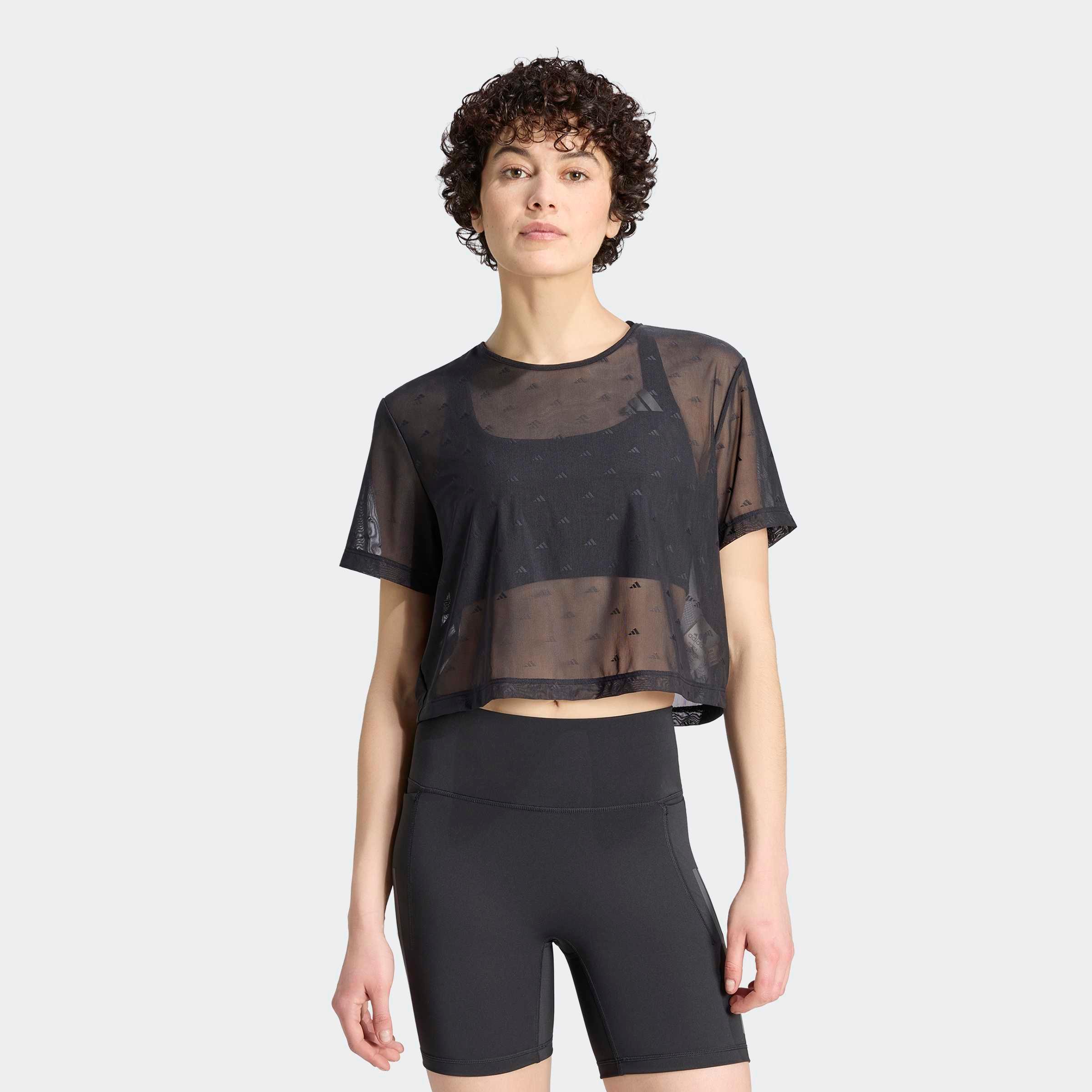 T-Shirt Adidas Performance "Primelift Essentials Workout MESH-, Kastig Geschnitten", Damen, Gr. M, Schwarz, Obermaterial: 78% Polyester, 22% Elasthan, Rundhals, Shirts T-Shirt