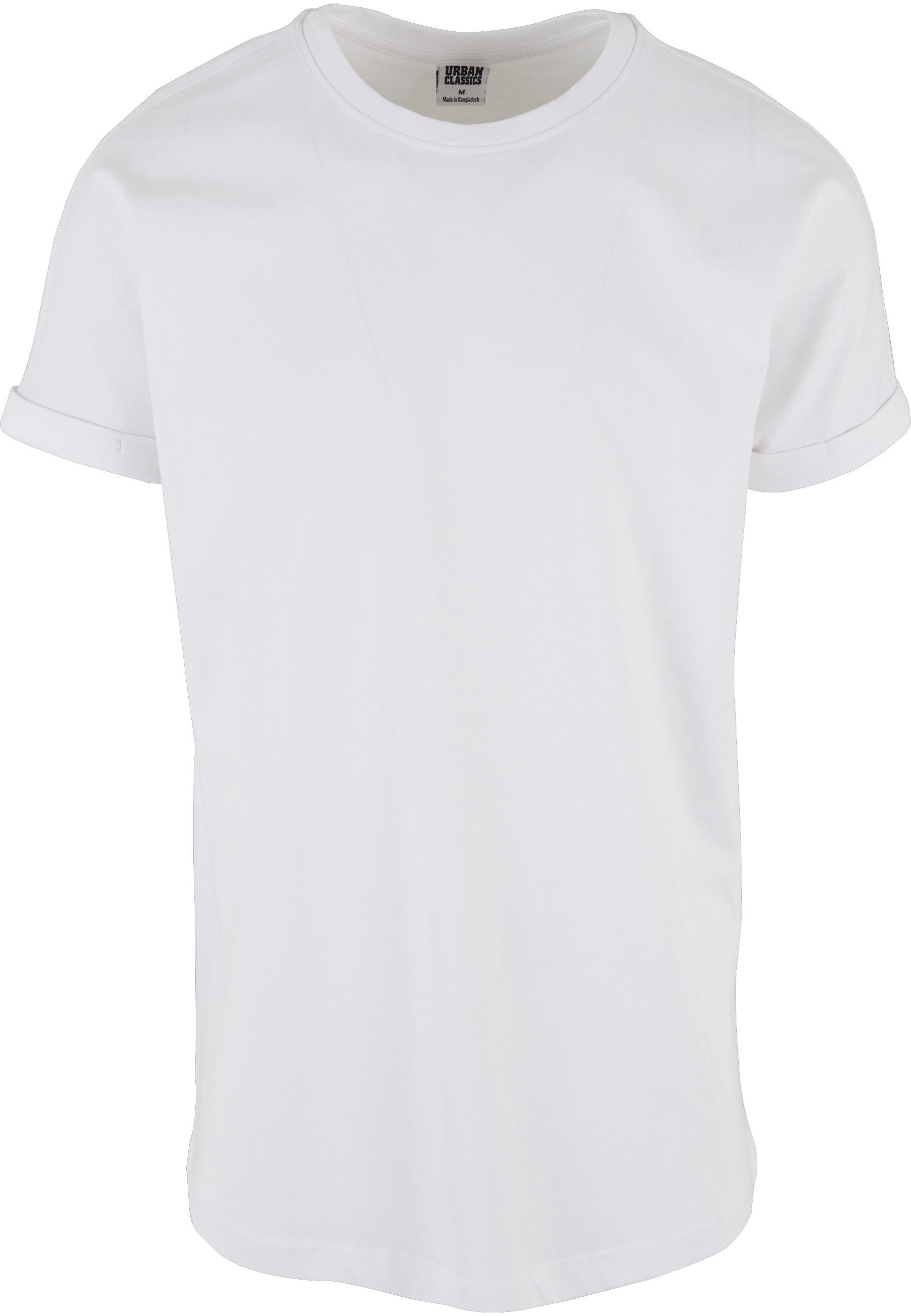 T-Shirt Urban Classics "Urban Classics Herren Long Shaped Turnup Tee", Jungen, Gr. 5XL, Weiß, 100% Baumwolle, Unifarben, Loose Fit, Rundhals, Shirts T-Shirt
