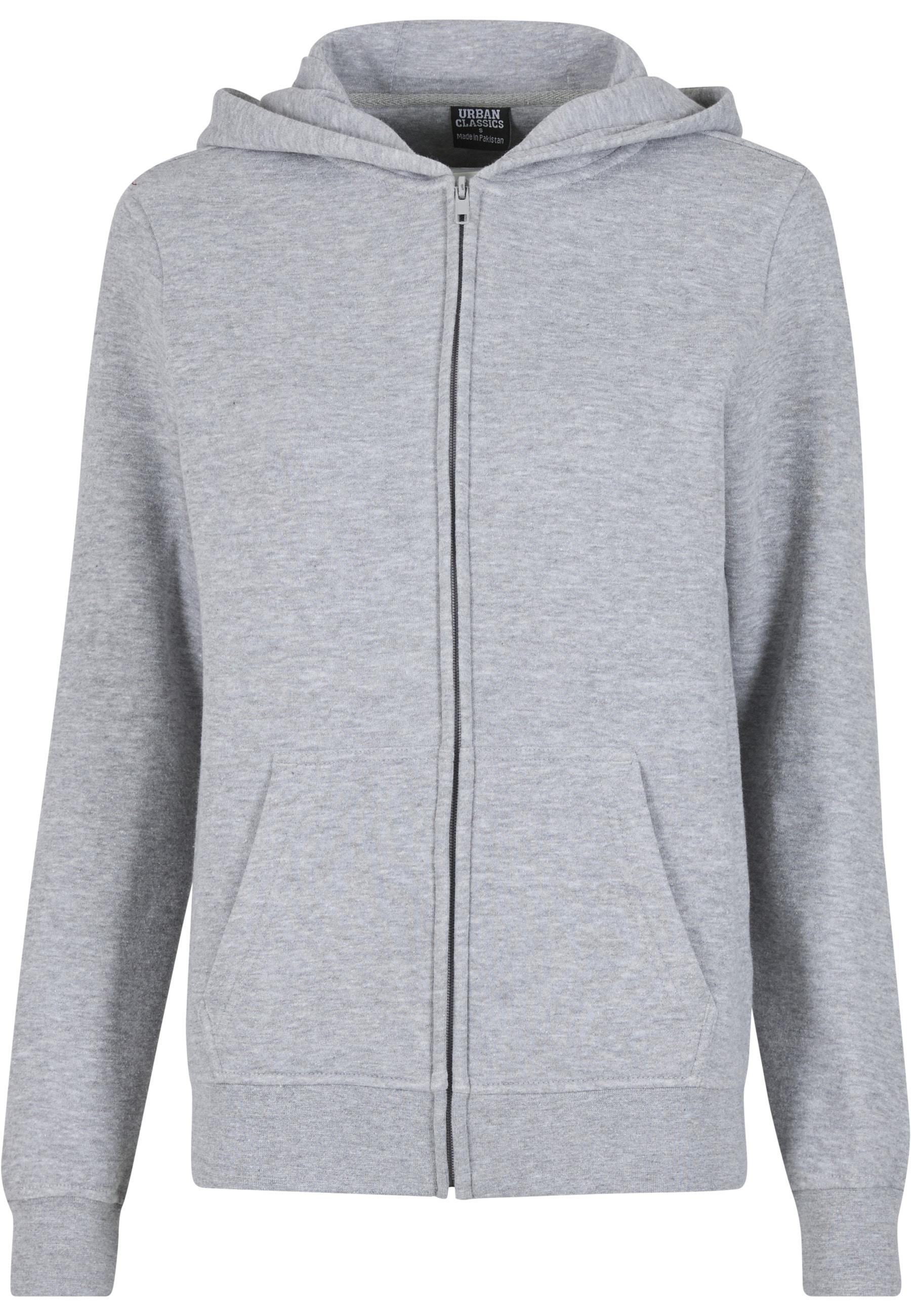 Sweatjacke Urban Classics "Urban Classics Ladies Basic Essential Zip Hoody", Damen, Gr. L, Erdgrau, 50% Baumwolle, 50% Polyester, Unifarben, Sweatjacken Sweatjacke