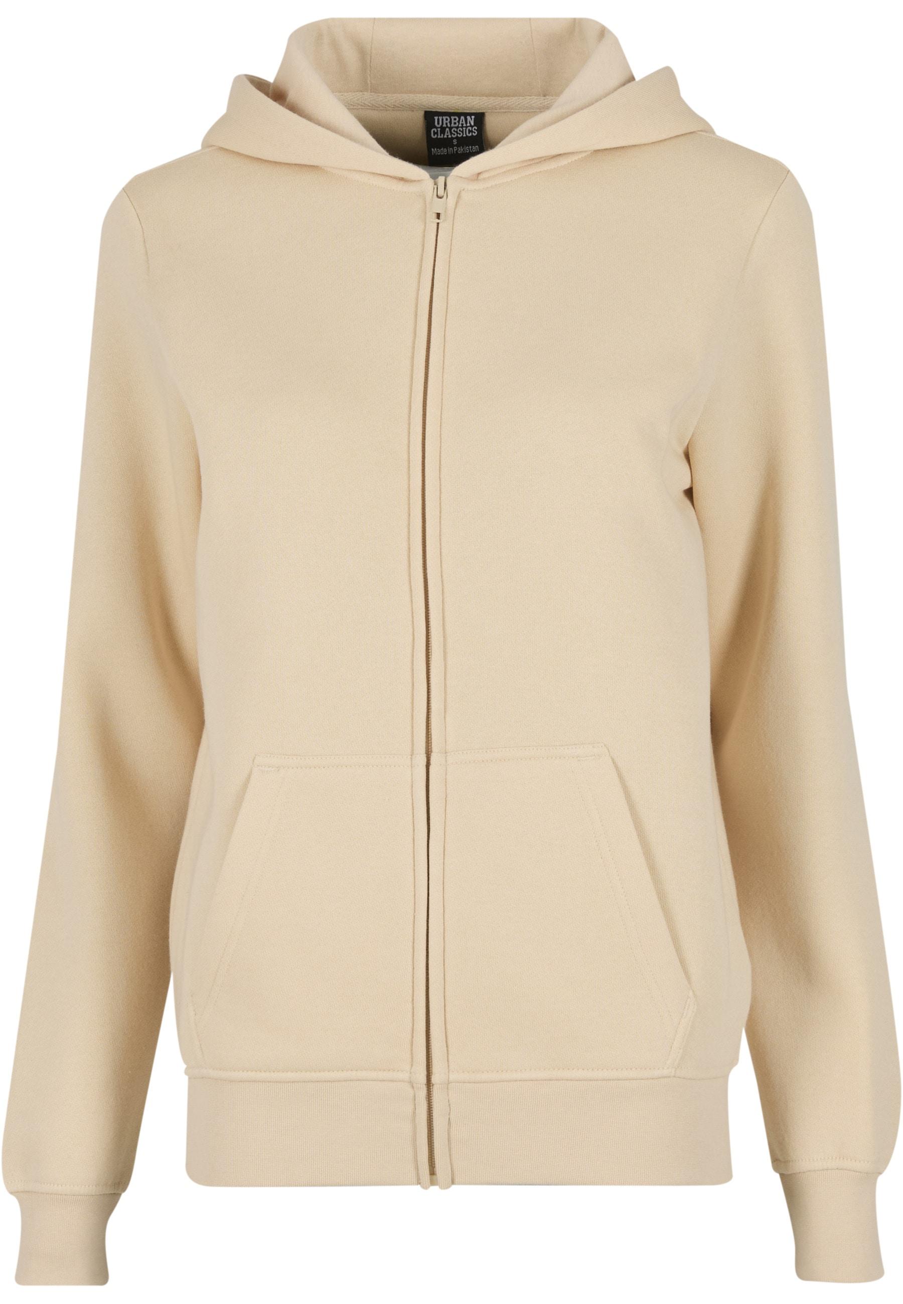 Sweatjacke Urban Classics "Urban Classics Ladies Basic Essential Zip Hoody", Damen, Gr. Xl, Sand, 50% Baumwolle, 50% Polyester, Unifarben, Sweatjacken Sweatjacke