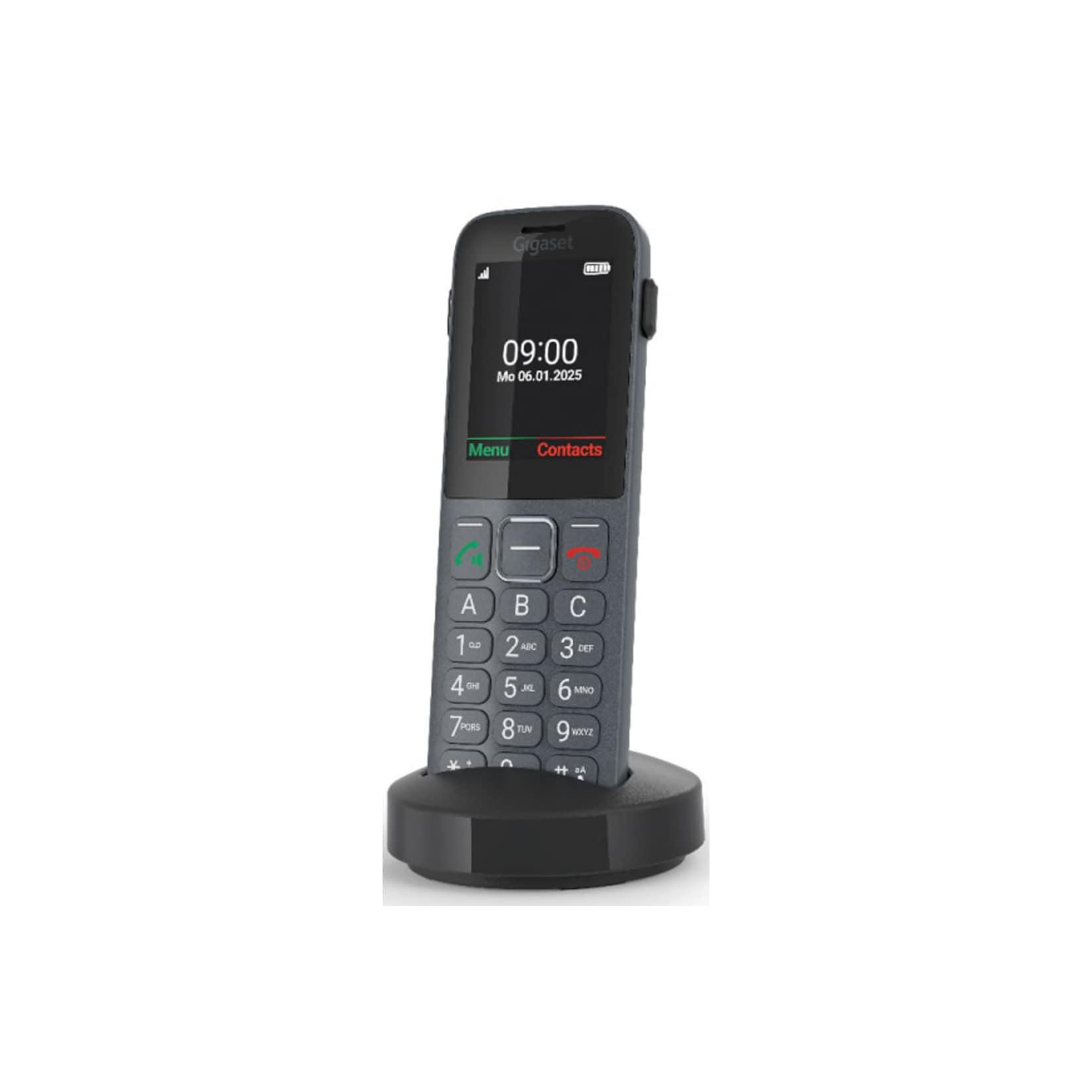 Gigaset Comfort 600 SIM Dark Silver Schnurloses Telefon (Seniorentelefon, Große Tasten, 4G)