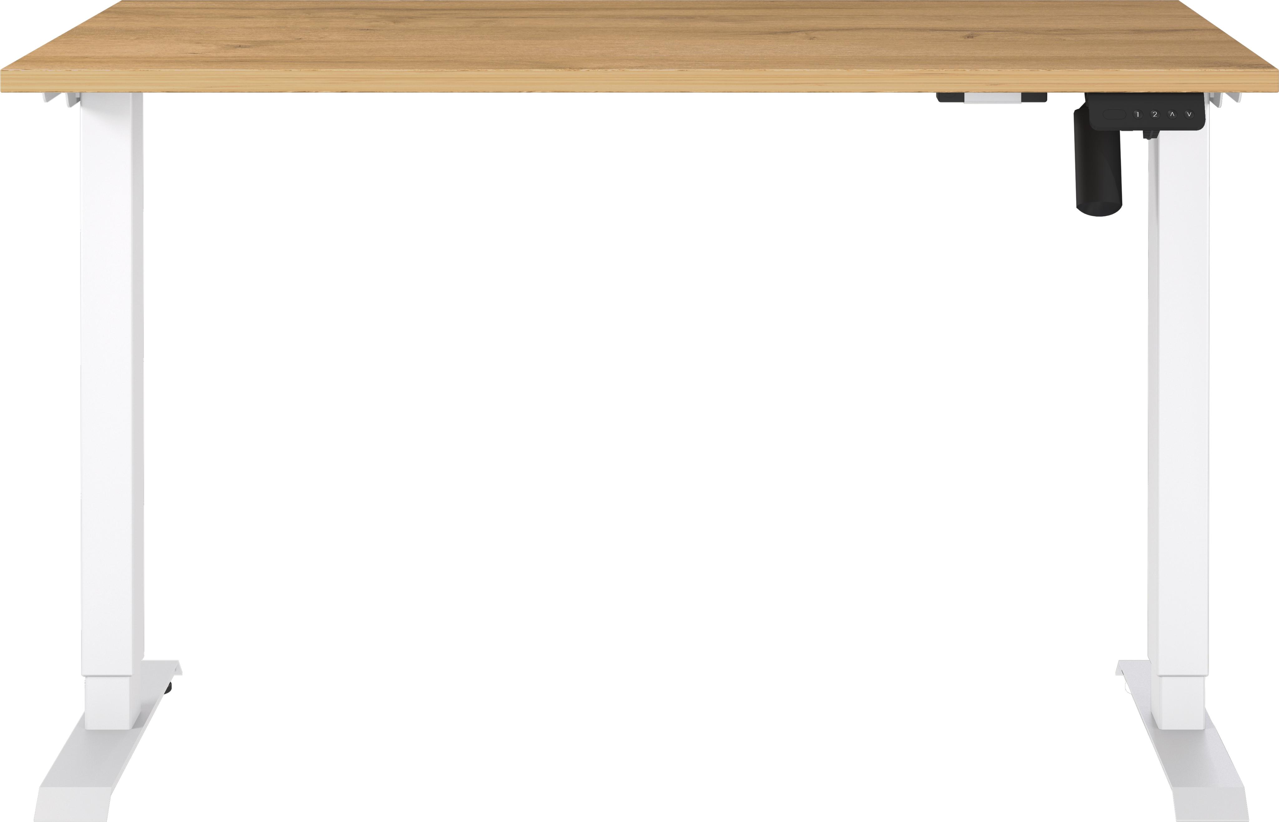 Schreibtisch Germania "Boras", Weiß (Grandson, Eiche, Nachbildung, Weiß, Weiß, Grandson, Eiche, Nachbildung), B:120Cm H:120Cm T:80Cm, Tische, Schreibtisch, Breite 120/140/160/180 Cm, Metallgestell, Elektrisch HöHenverstellbar