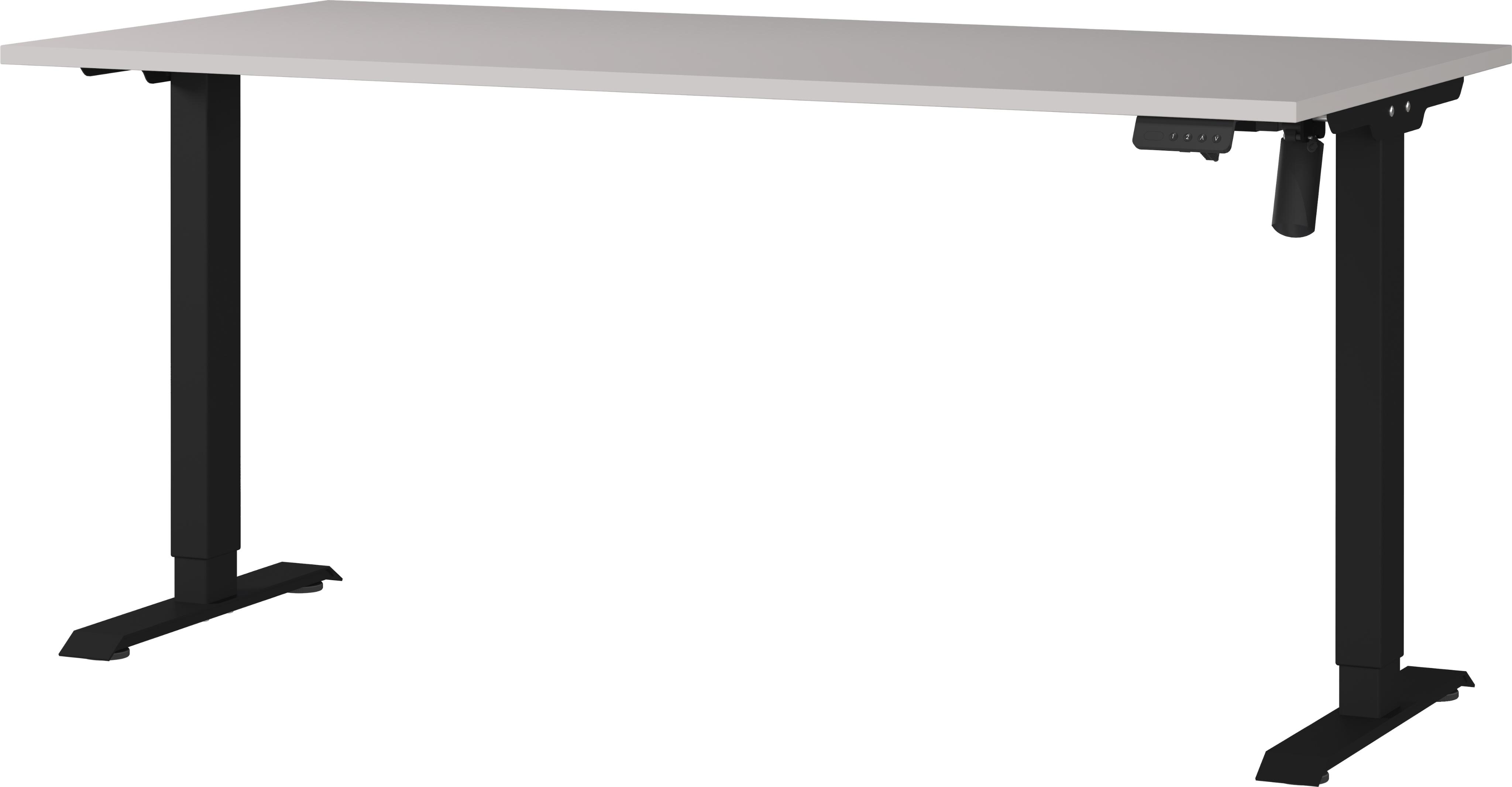 Schreibtisch Germania "Boras", Beige (Kaschmir, Schwarz, Schwarz, Kaschmir), B:160Cm H:120Cm T:80Cm, Tische, Schreibtisch, Breite 120/140/160 Cm, Metallgestell In Vers. Farben, Made In Germany