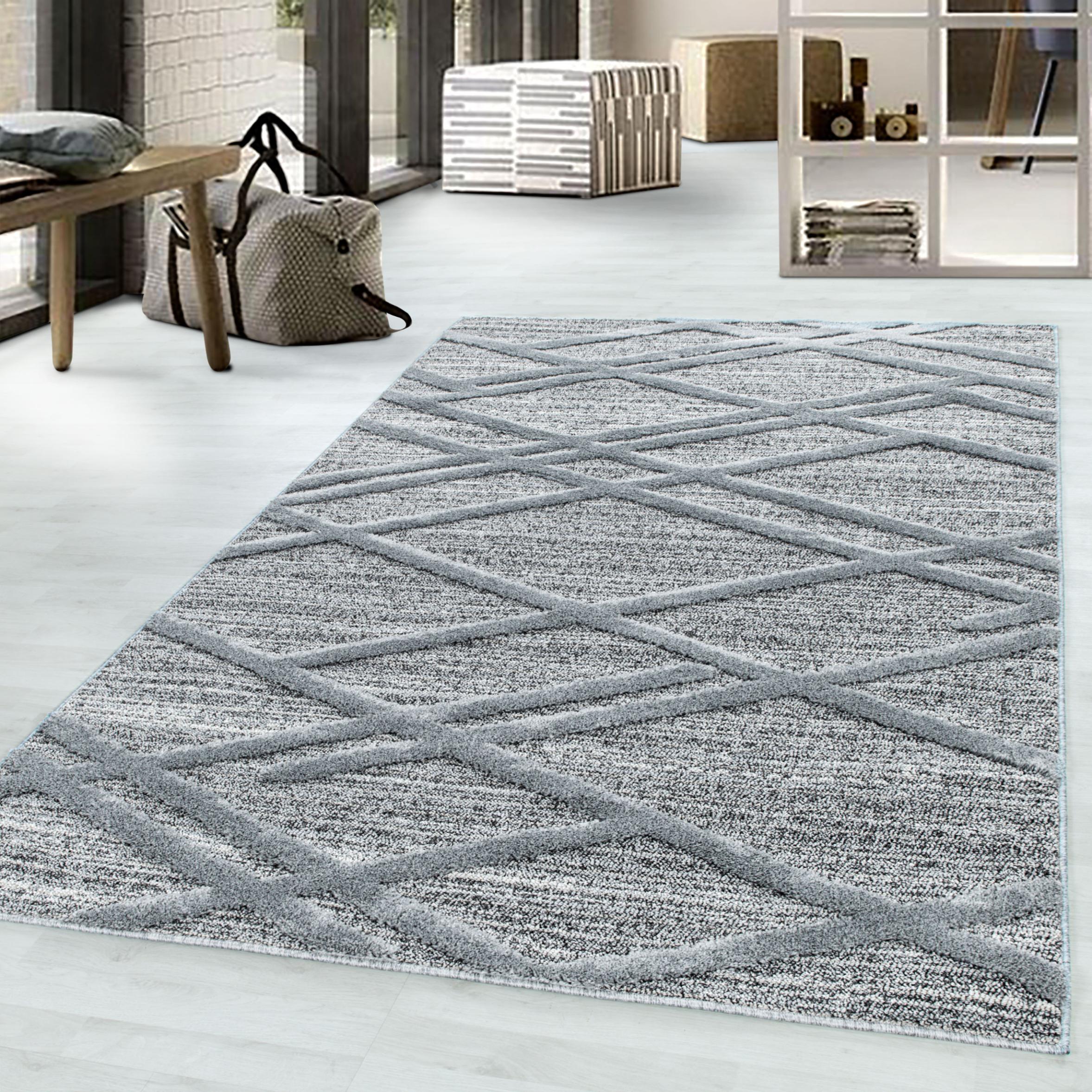 Teppich Ayyildiz Teppiche "Pisa 4706", Grau, B:160Cm H:20Mm L:230Cm, Polypropylen (Pp), Teppiche, Teppich, LäUfer, Rund, Hoch Tief Struktur, Wohnzimmer,Schlafzimmer