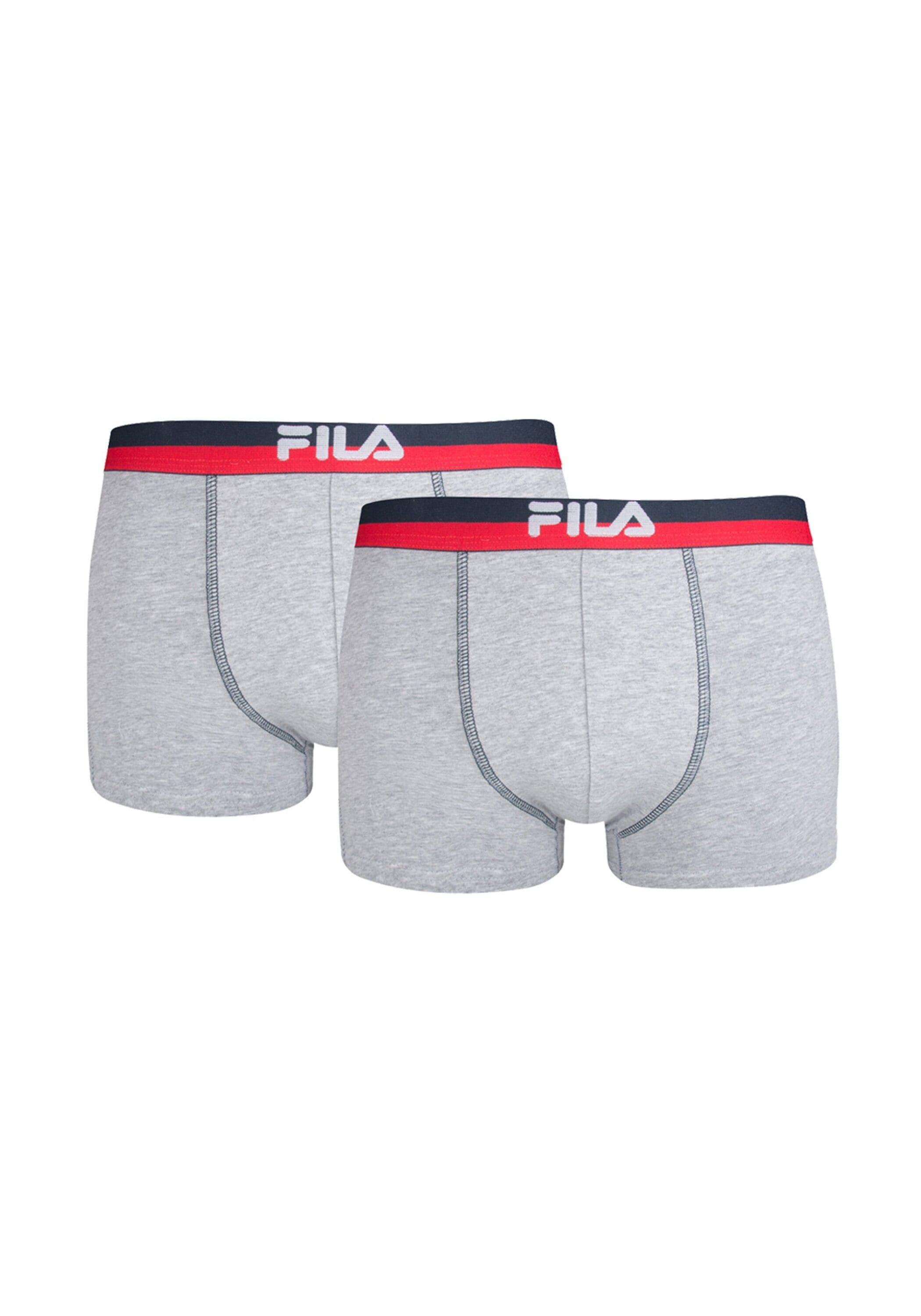 Boxershorts Fila "Boxershort 2Er Pack", Herren, Gr. S, Grau, Obermaterial: 95% Baumwolle Co. 5% Elasthan El., Unterhosen