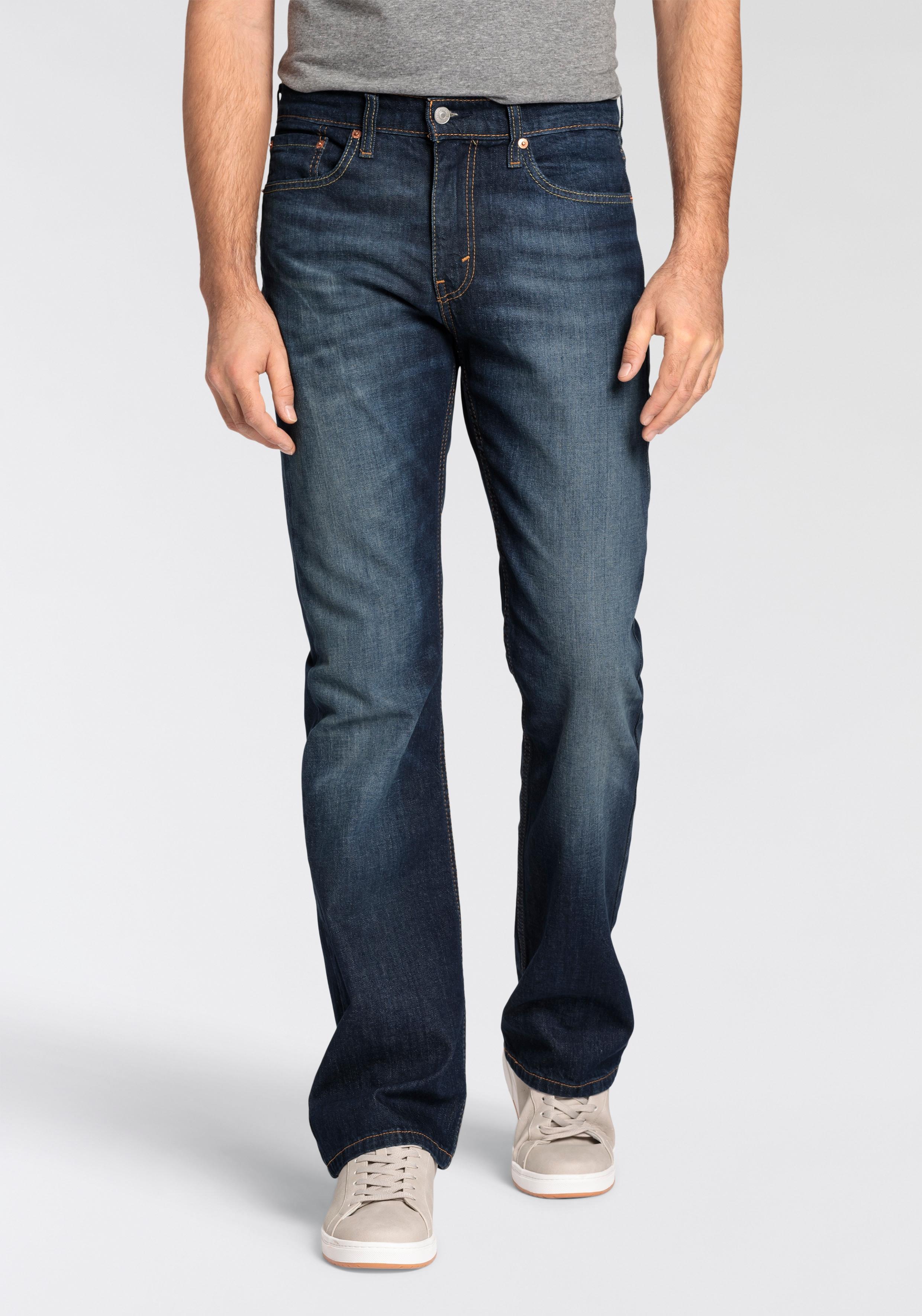 Bootcut-Jeans Levi's "527 Slim Boot Cut", Herren, Gr. 31, LäNge 34, Blau (Comin Round The Moun), Denim/Jeans, Obermaterial: 99% Baumwolle, 1% Elasthan, Slim Fit, Jeans, In Cleaner Waschung