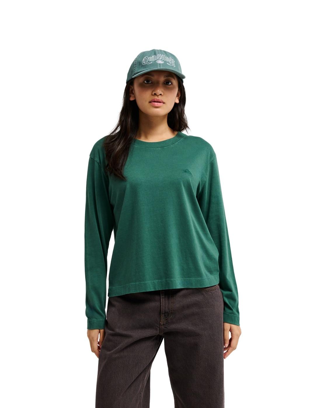 Langarmshirt Quiksilver "Essential", Damen, Gr. Xs, GrüN (Forest), Obermaterial: 100% Baumwolle., Shirts Langarmshirt