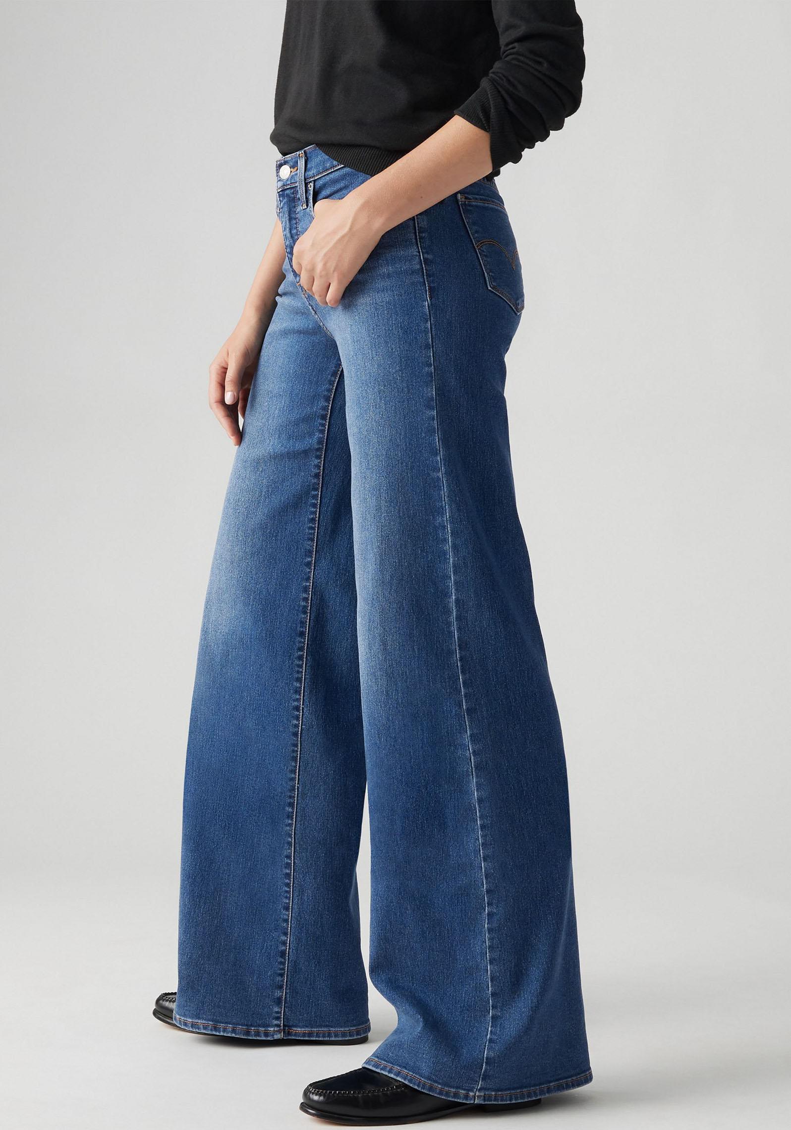 Weite Jeans Levi's "Jeans 318 Shaping", Damen, Gr. 28, LäNge 32, Blau (Clever Gir), Denim/Jeans, Obermaterial: 80% Baumwolle, 19% Polyester, 1% Elasthan, Unifarben, Weit KnöChellang, Jeans, Im Five-Pocket Style, Topseller